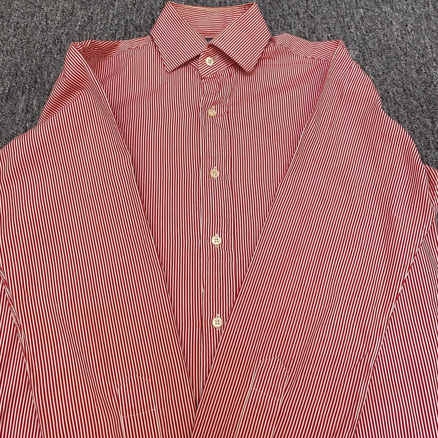 Polo Ralph Lauren Formal Shirt Mens M Red Striped Regent Custom Fit Button Up
