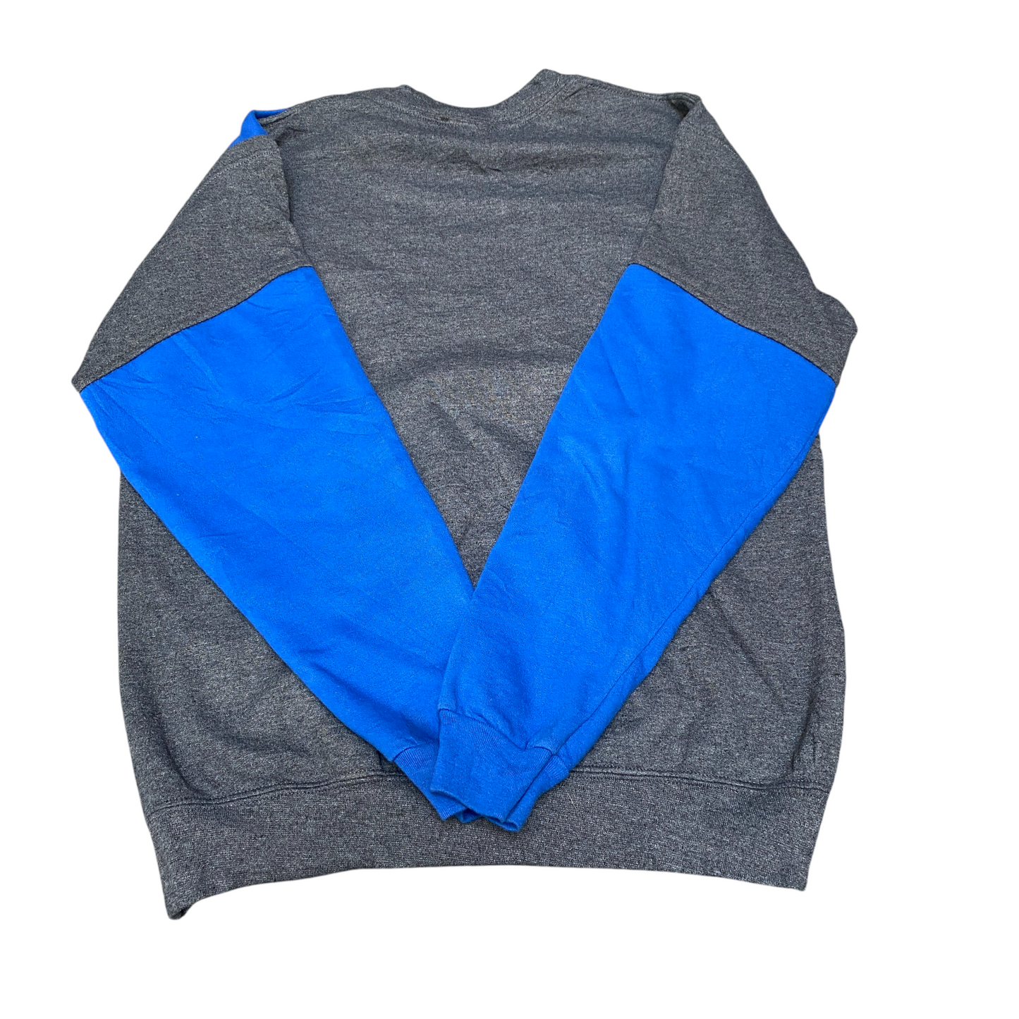 Nike Reworked Sweatshirt Mens Small Blue Grey Embroidered Spellout Logo Vtg Y2K