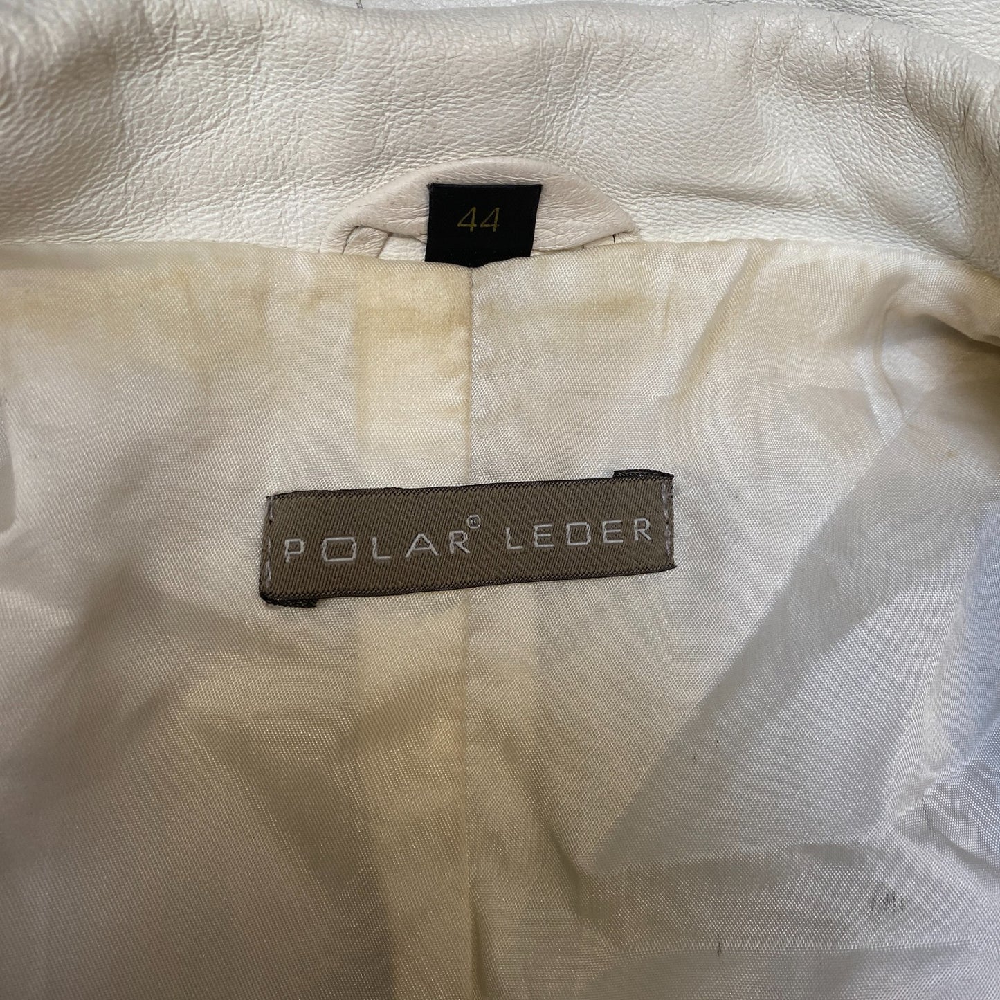 Polar Leder Genuine Leather Blazer Jacket Womens M White Lined Single Breasted