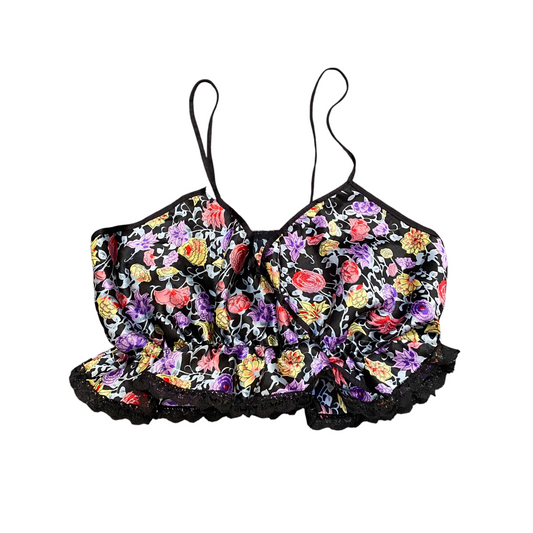 Womens Cami Blouse S Multi Floral Lace Trim Cropped Sphetggi Strap Sleeveless
