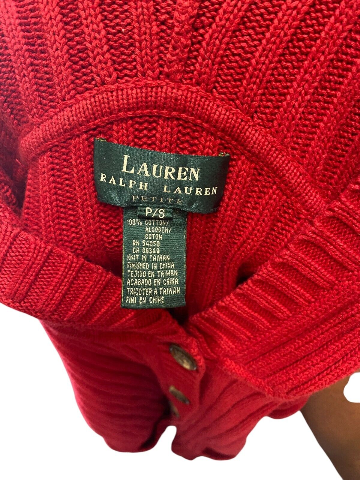 Ralph Lauren Cardigan Womens S Red Knit Hooded Long Sleeve Button Front Jumper