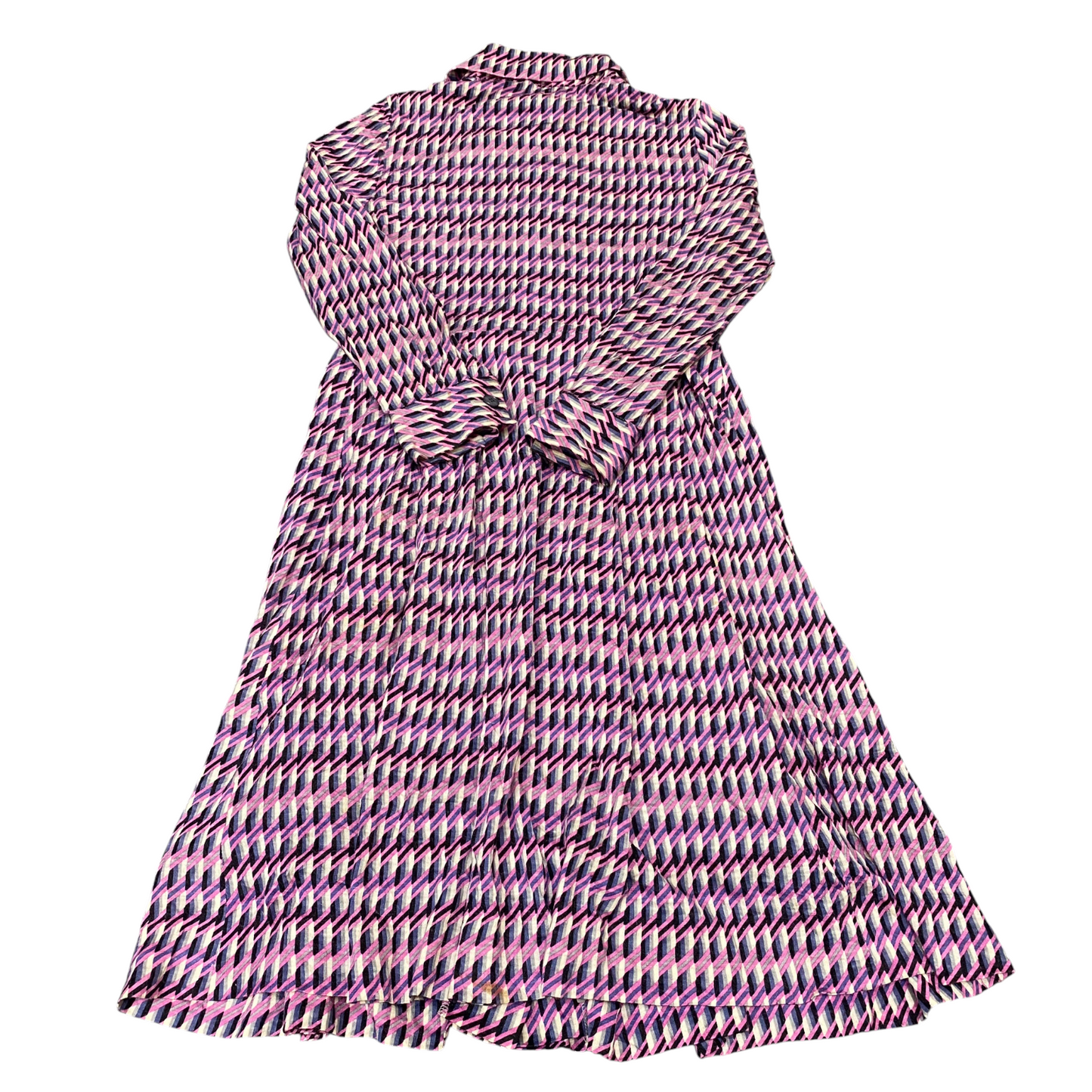 Miss Onward A-Line Dress Womens S Multi Geo Print Long Sleeve Button Front