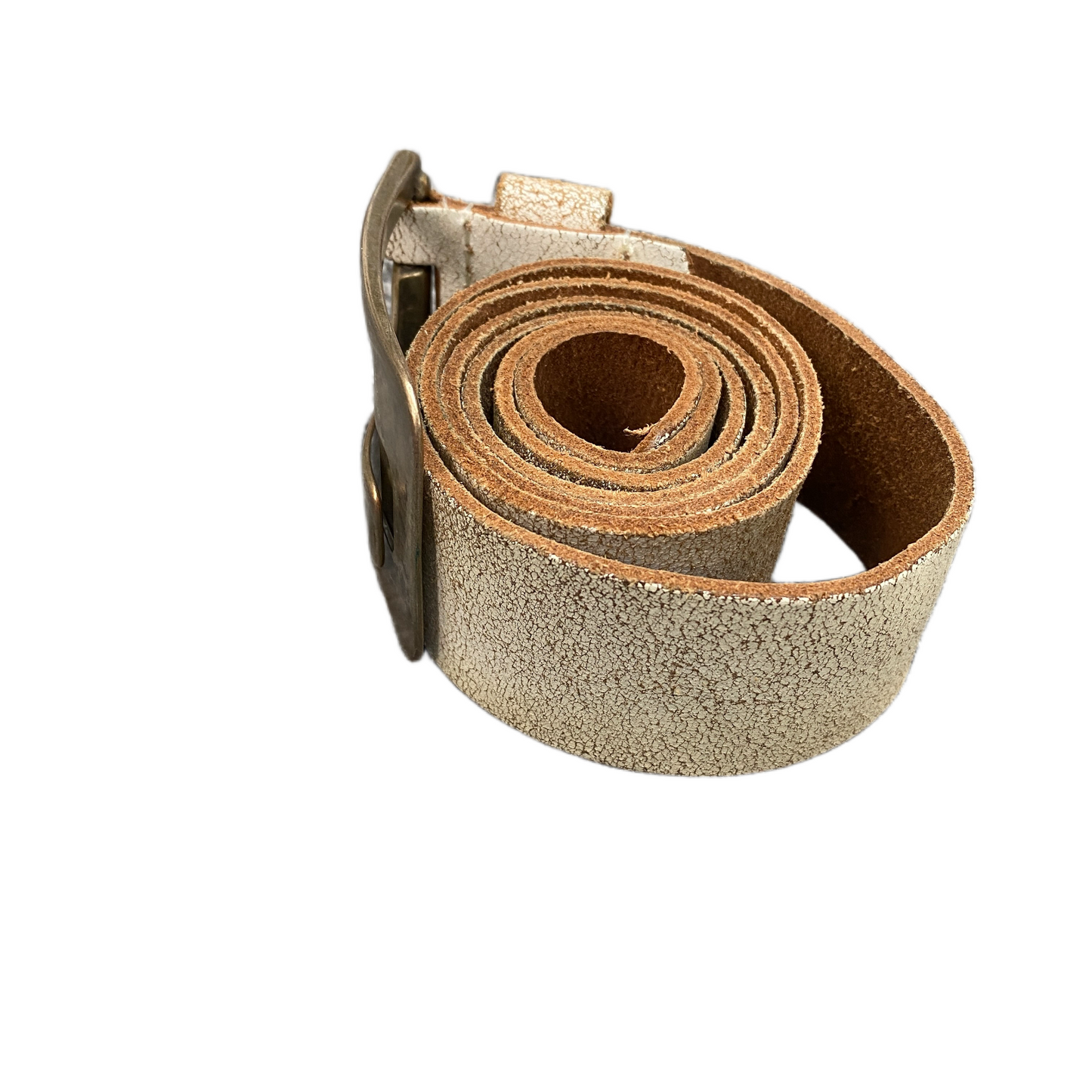 Petrol Industries Waist Belt Men White Leather Silver Pin Buckle 40 inches