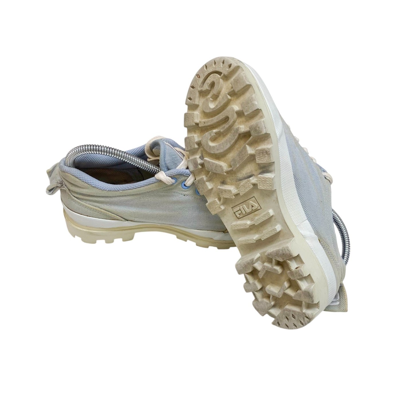 Vintage FILA Platform Sneakers Women's UK 3.5 Blue Canvas Streetwear Lace Up