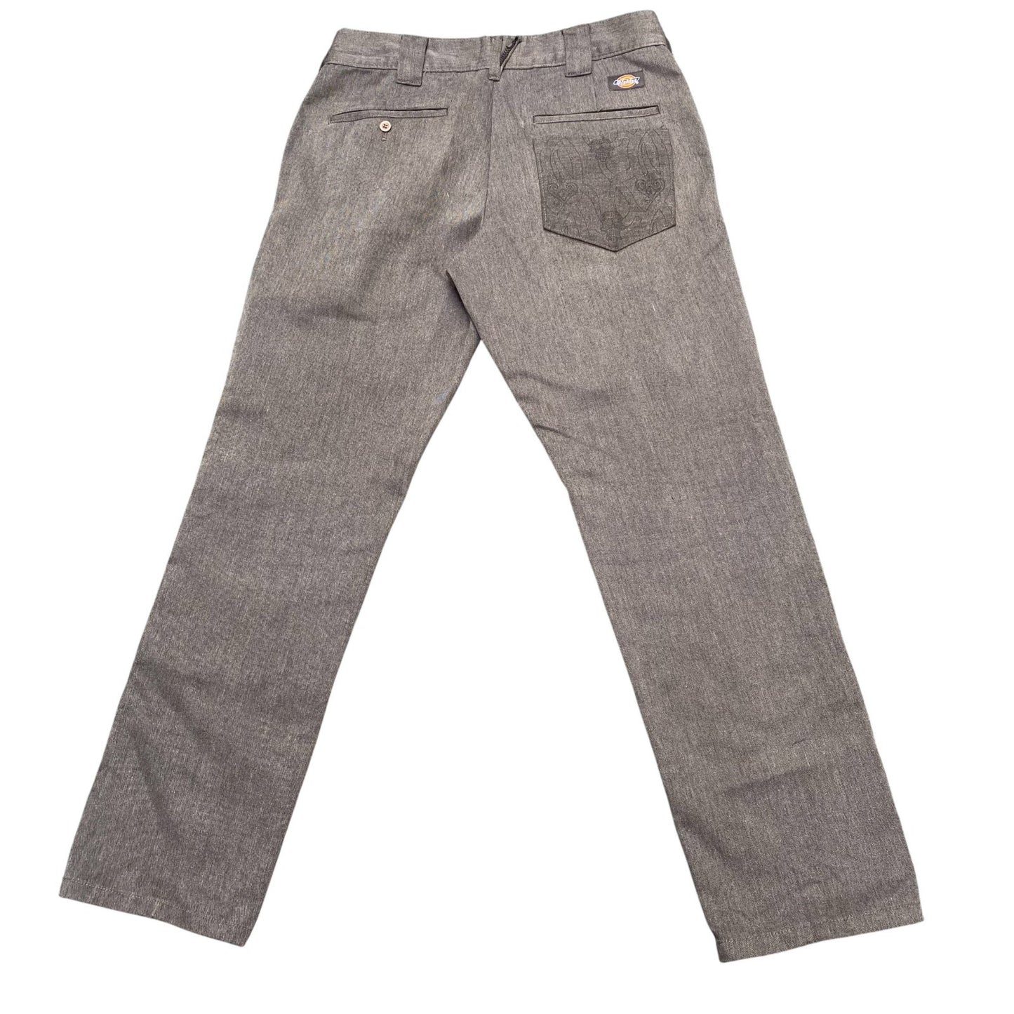 Dickies Trousers Men's Small Grey Skinny Straight Fit Slash Pockets Outdoor