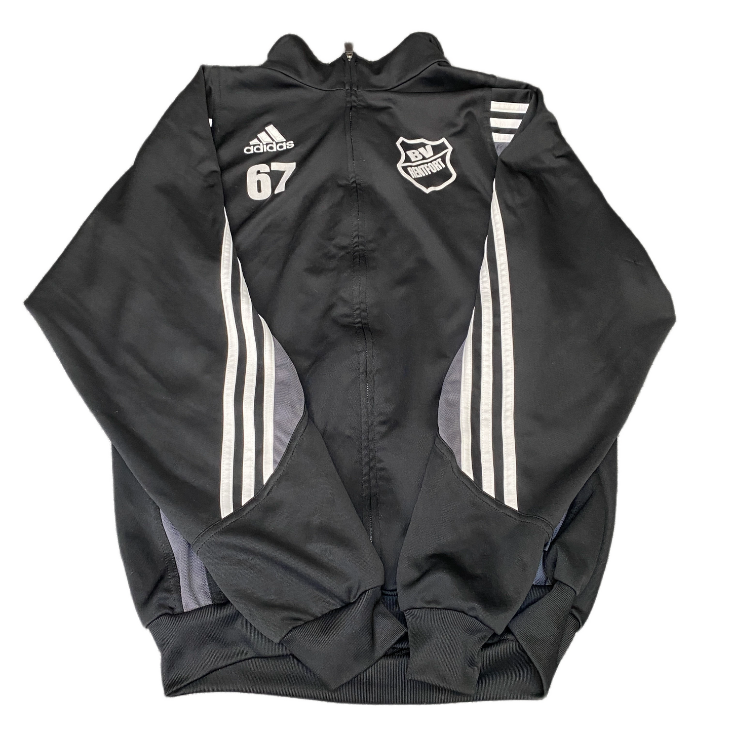 Adidas Track Jacket Mens Large Black 3-Stripes BV Rentfort Long Sleeve Full Zip