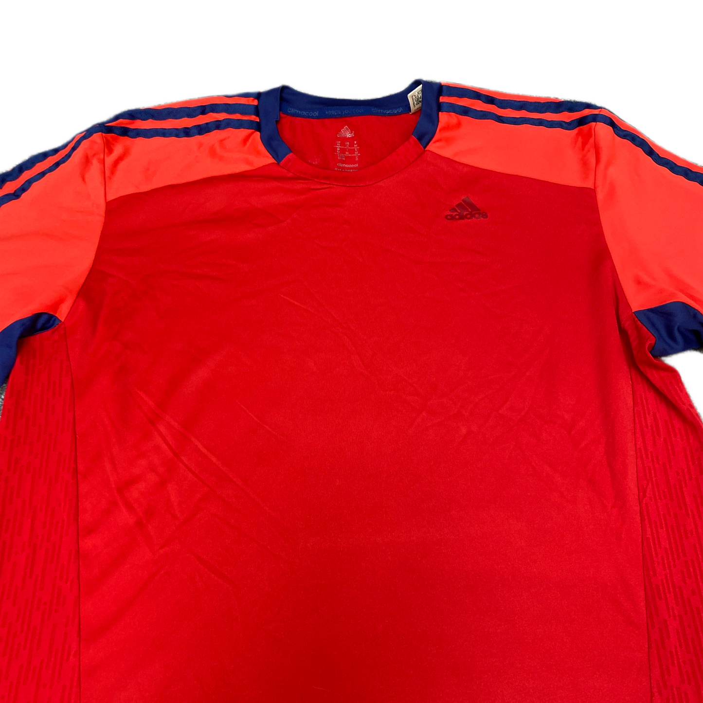 Adidas Climacool T-Shirt Mens Medium Red Blue 3-Stripes Short Sleeve Summer Tee