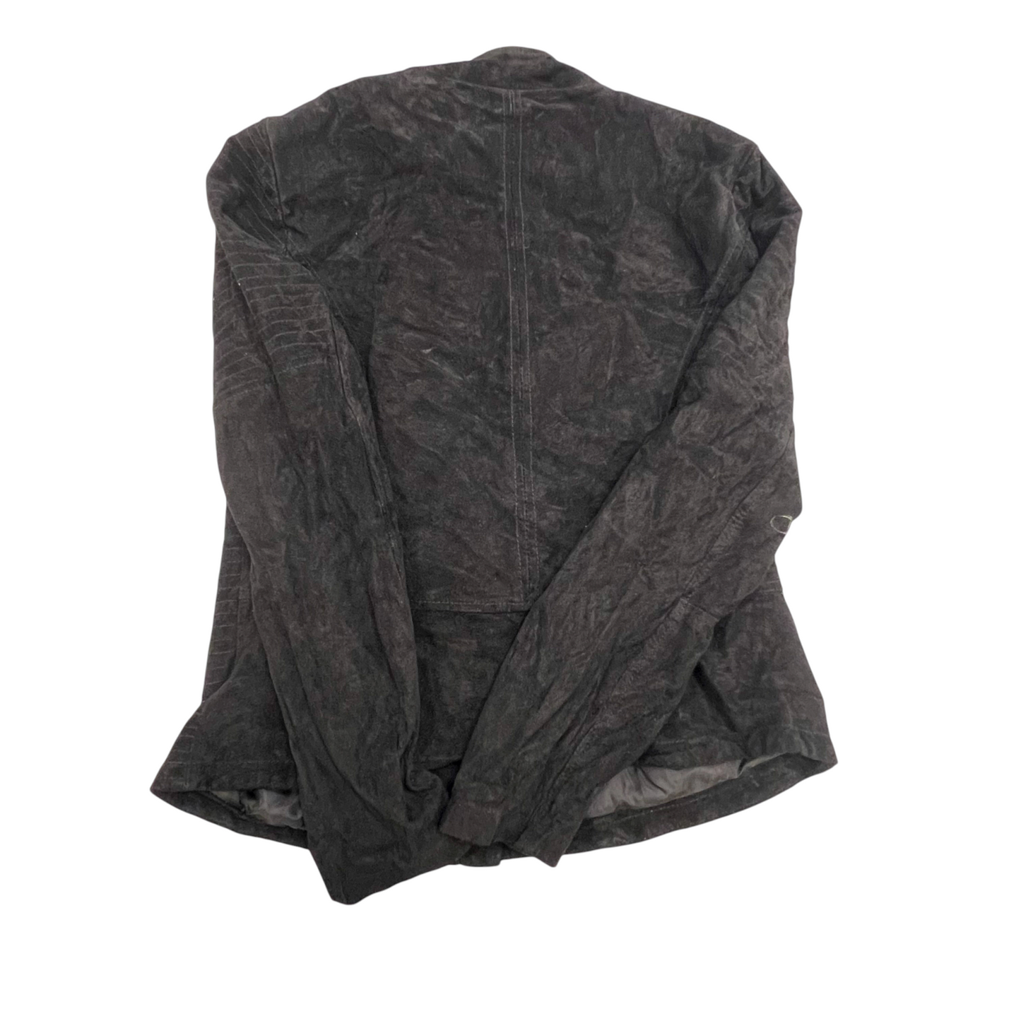 ESMARA Suede Leather Jacket Women Small Black Lined Long Sleeve Asymmetrical Zip