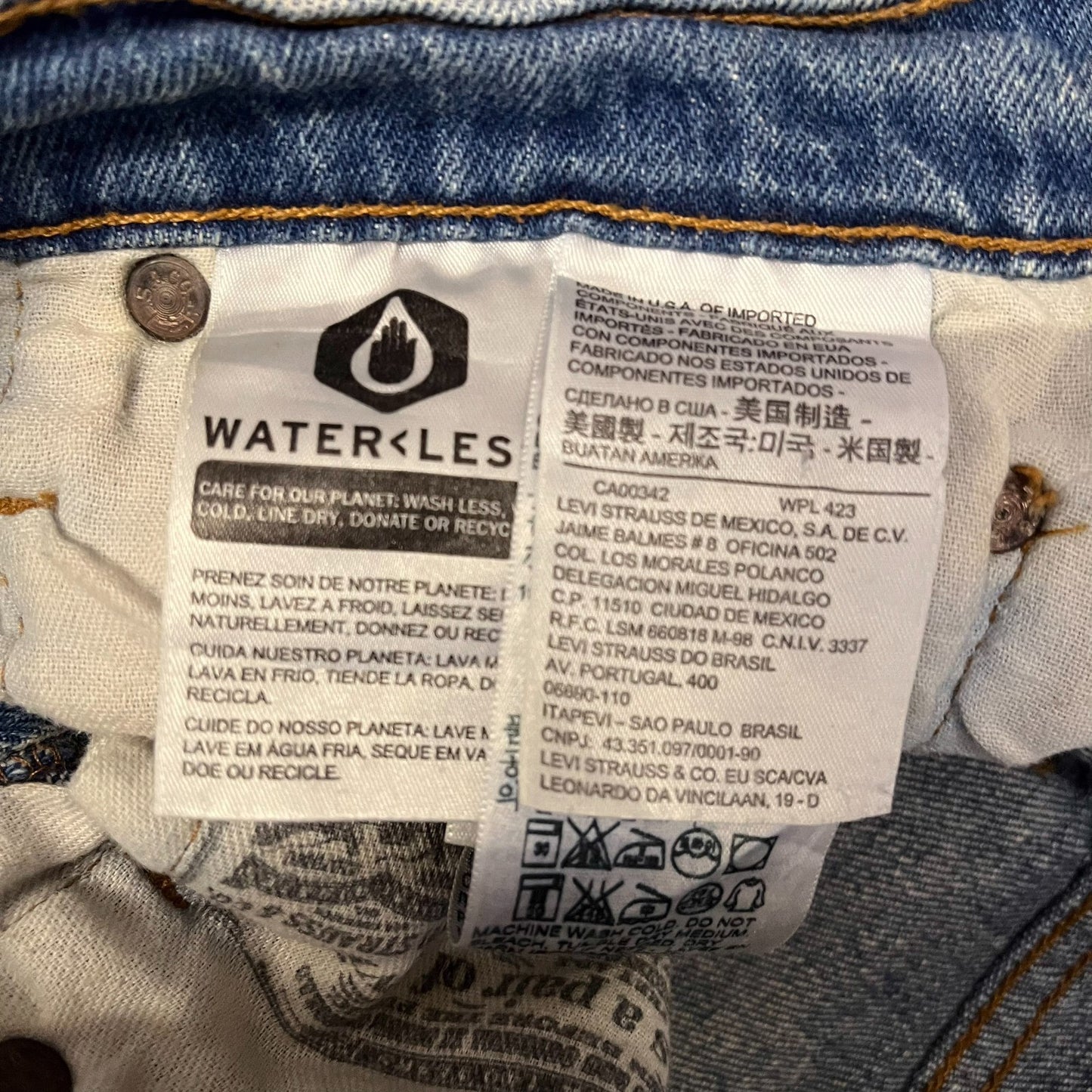 Levi's 501 Denim Shorts Womens S 29" Waist Blue Medium Wash Distressed Red Tab