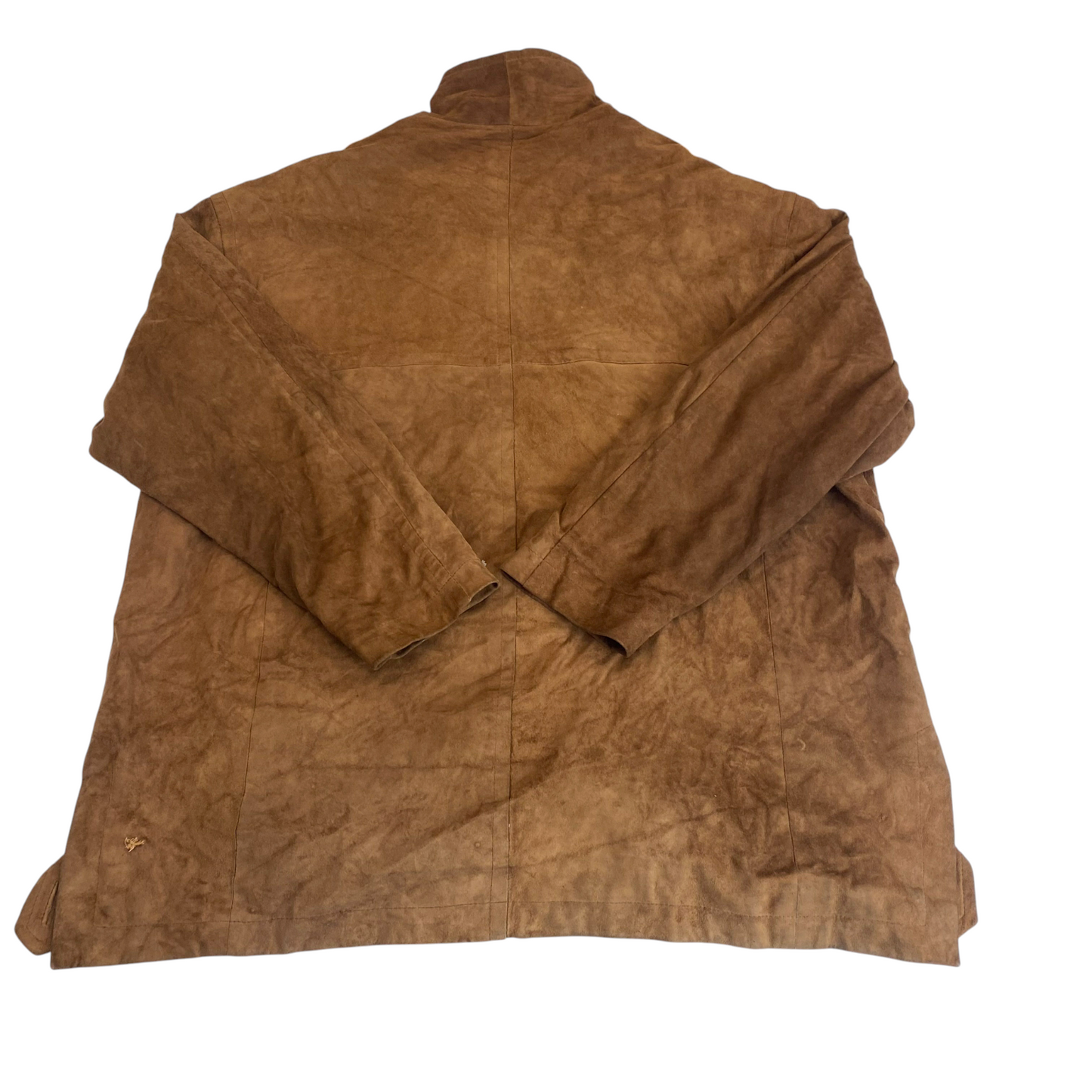 Jacket Womens L Brown Suede Leather Pockets Long Sleeve Slit Button Front