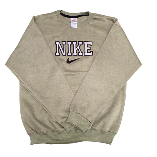 Nike Sweatshirt Mens M Green Embroidered Spell Out Logo Crew Neck Long Sleeve