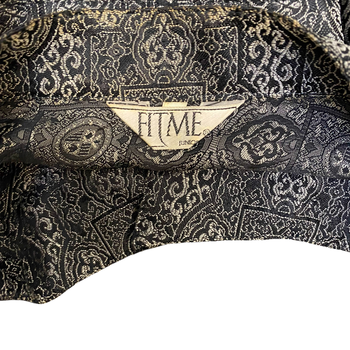 Fitme Shirt Top Womens L Black Grey Geo Print Long Sleeve Collared Button Front