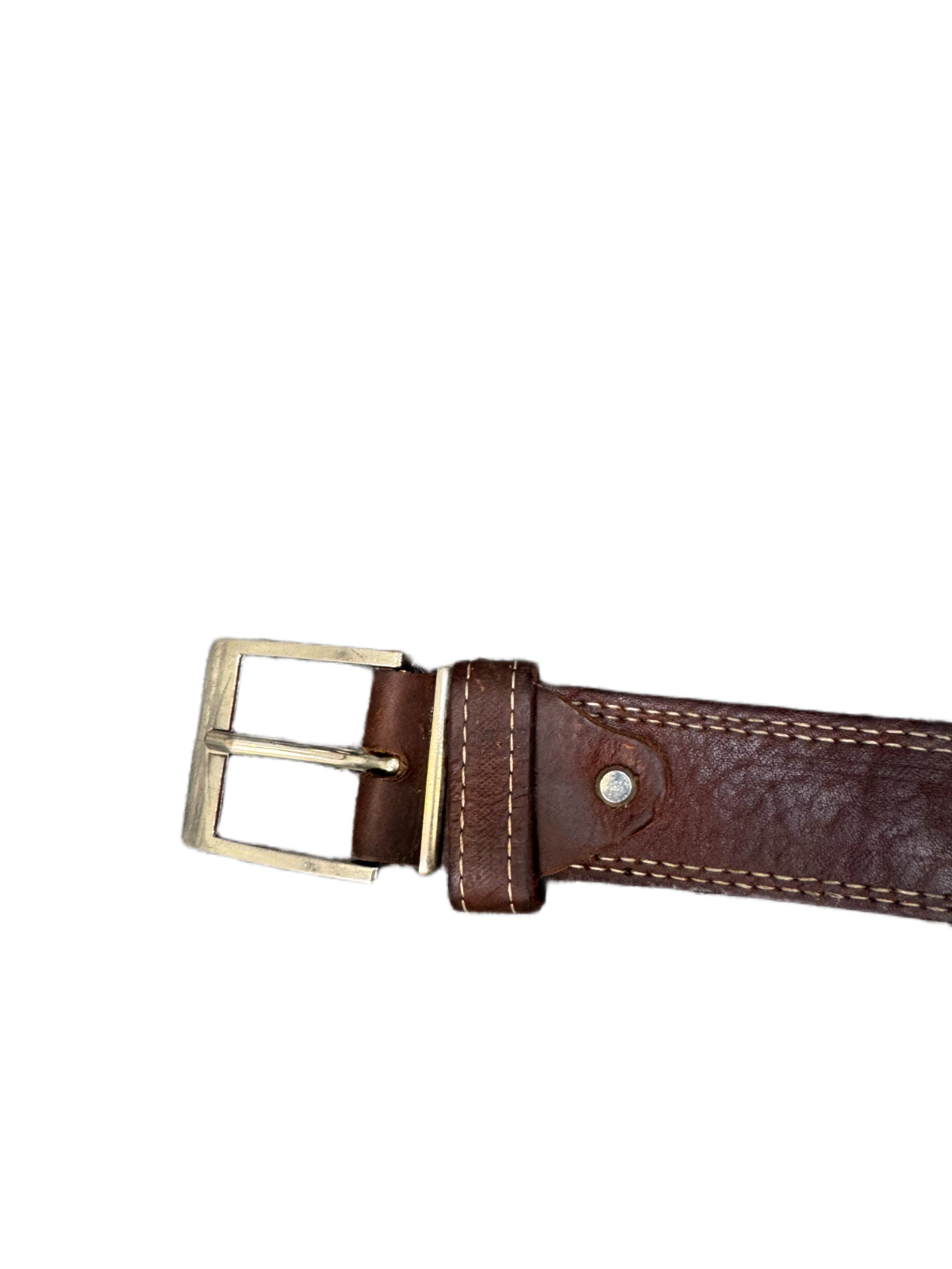 Waist Belt Mens Dark Brown Leather Adjustable Silver Pin Buckle 46.5 inches