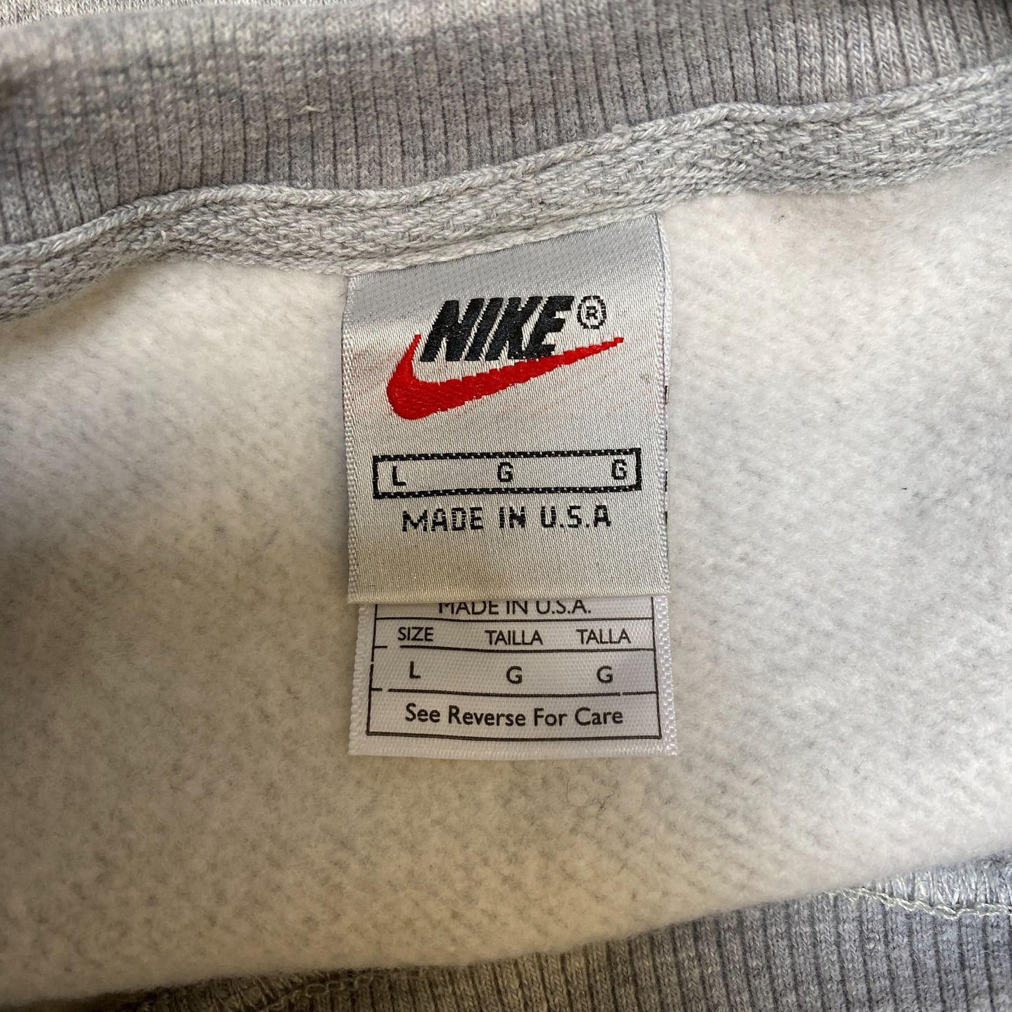 Nike Reworked Sweatshirt Mens Large Grey Embroidered Spellout Logo Vintage Y2K