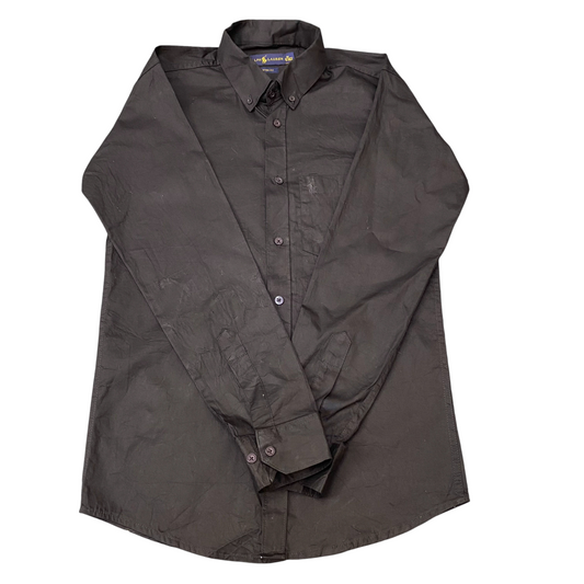 Ralph Lauren Formal Shirt Mens M Black Custom Fit Long Sleeve Logo Button Down