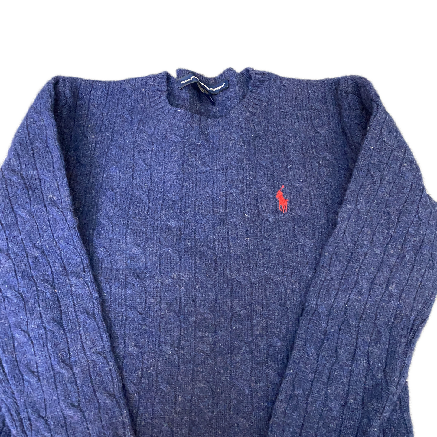 Ralph Lauren Sport Jumper Womens Medium Blue Pony Logo Knit Long Sleeve Pullover