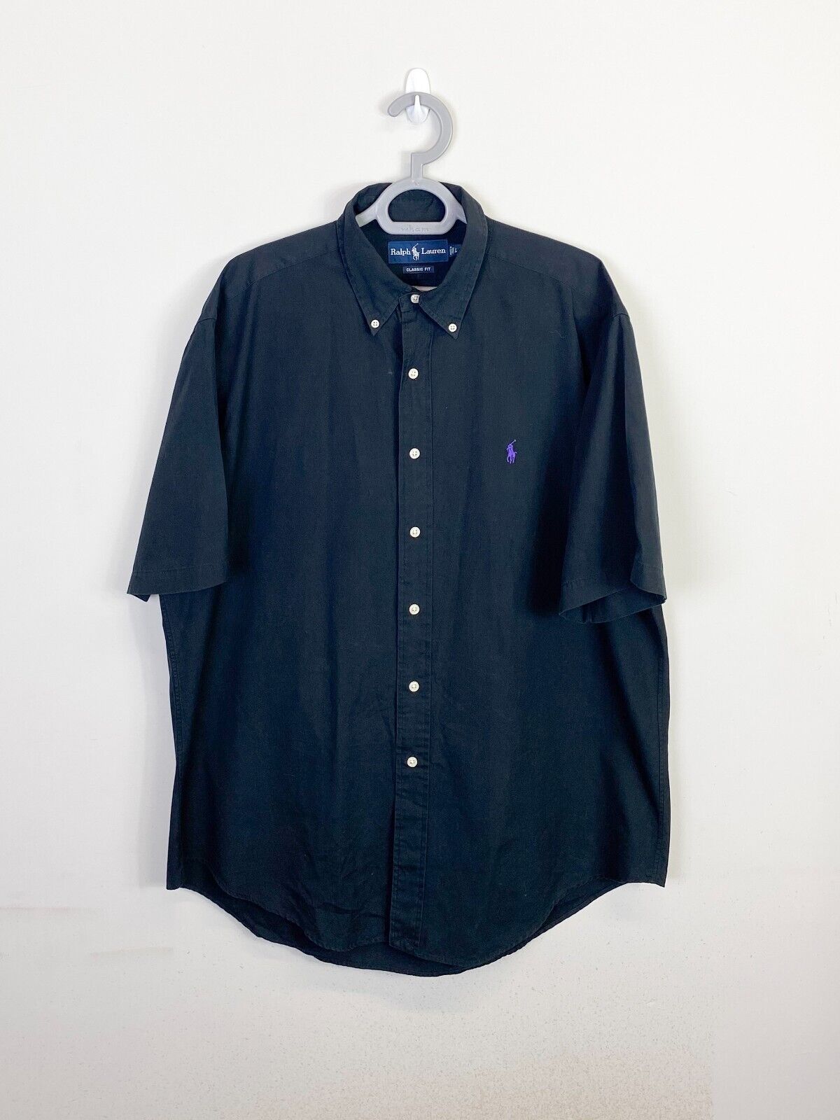 Ralph Lauren Shirt Mens Large Black Classic Fit Purple Small Polo Pony Logo