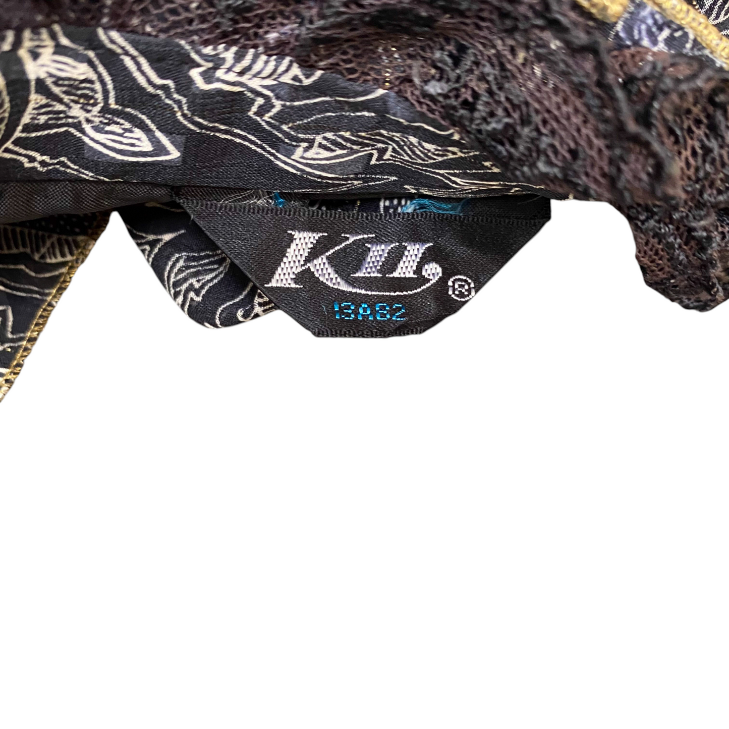 Kii Maxi Dress Women M Black Paisley Long Sleeve Pleated Round Neck Button Front