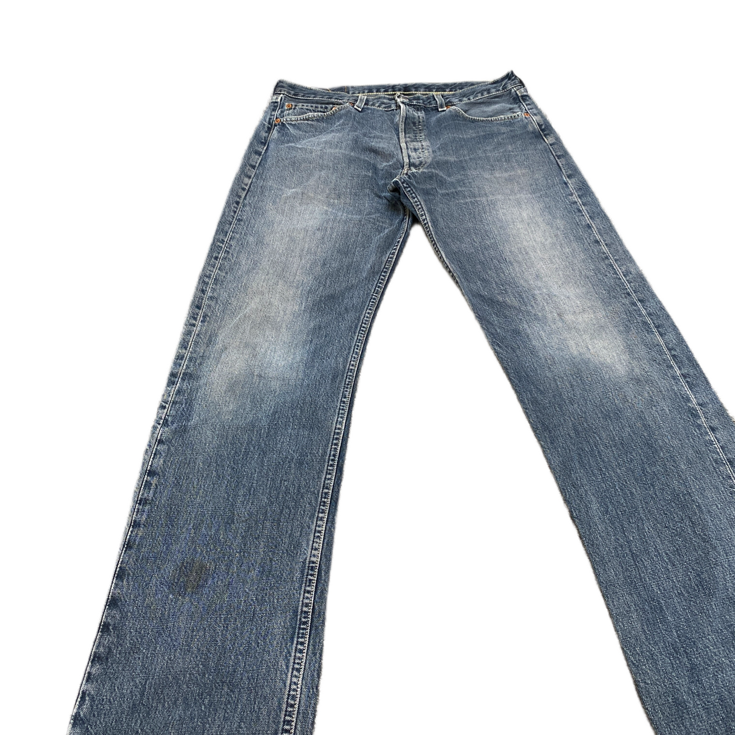 Levi's Jeans Fits as Mens 33" Waist Blue Denim Double Stitch Grunge Straight Leg