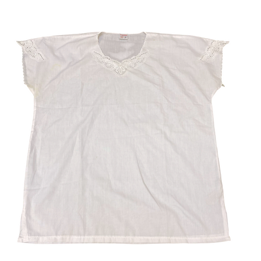 Saigonmex Blouse Top Womens XL White Eyelet Floral Casual Short Sleeve Pullover