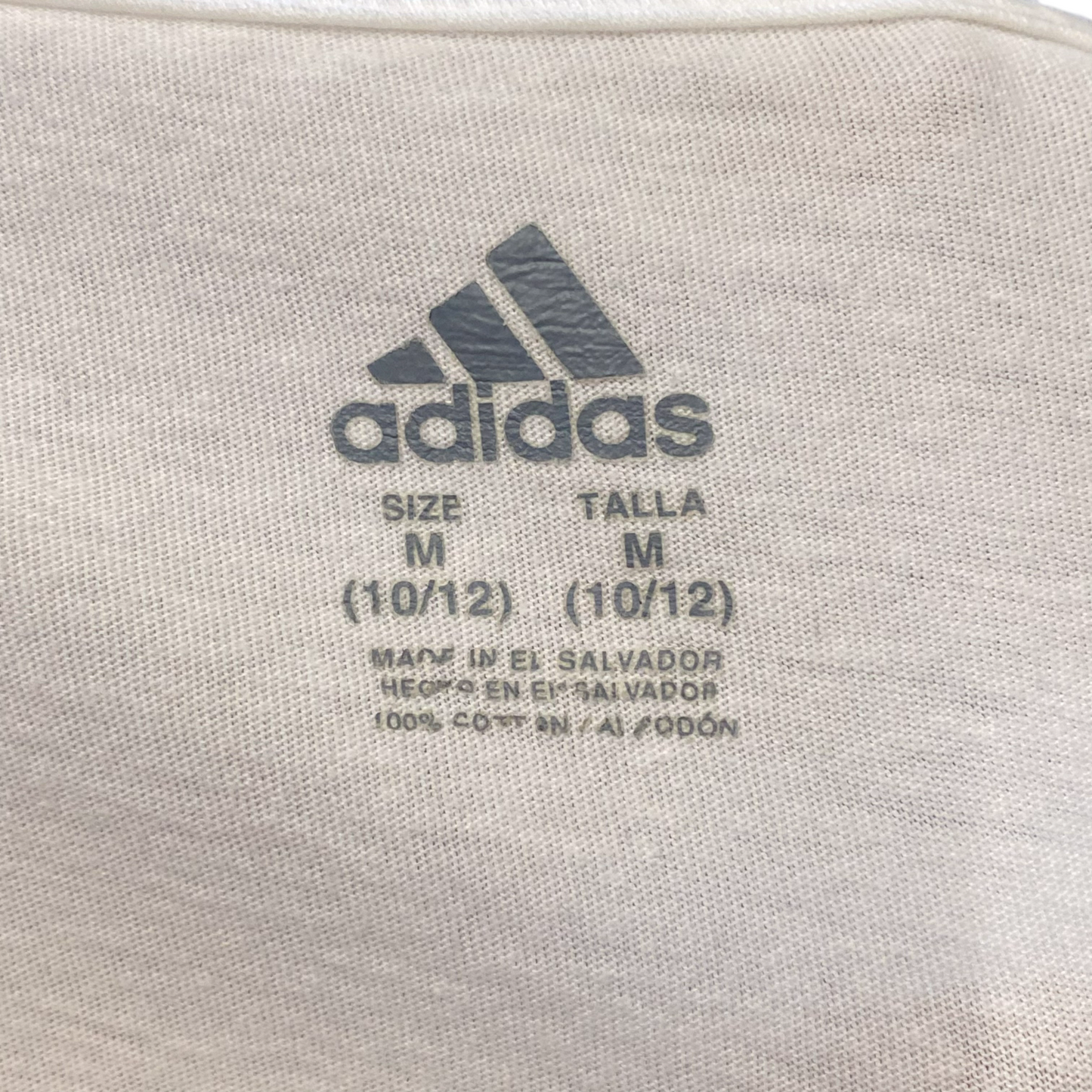 adidas T Shirt Boys Medium White 3 Stripes Logo Short Sleeve Wrinkled Pullover