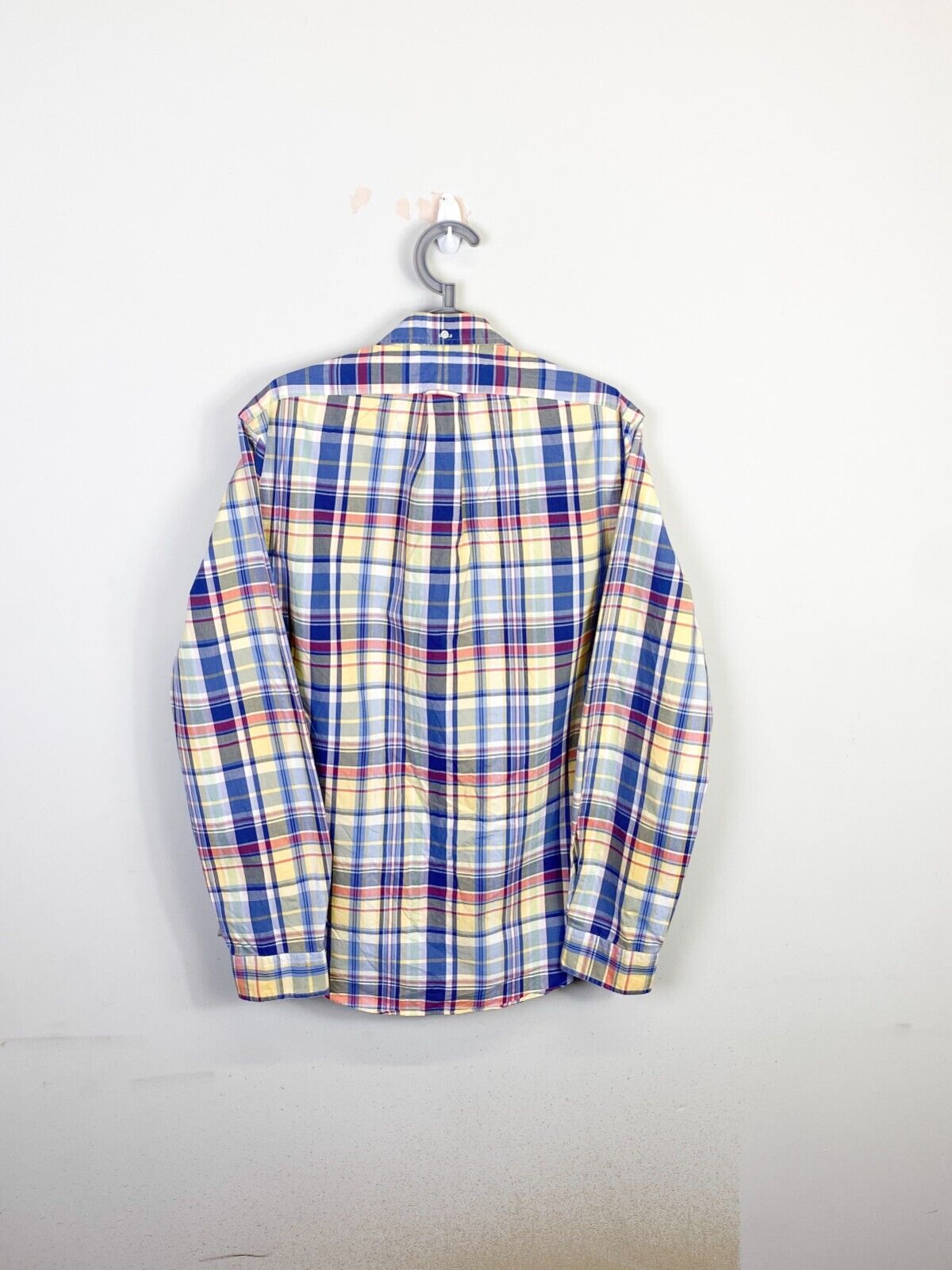 Ralph Lauren Shirt Mens Medium Yellow Plaid Slim Fit Small Blue Polo Pony Logo