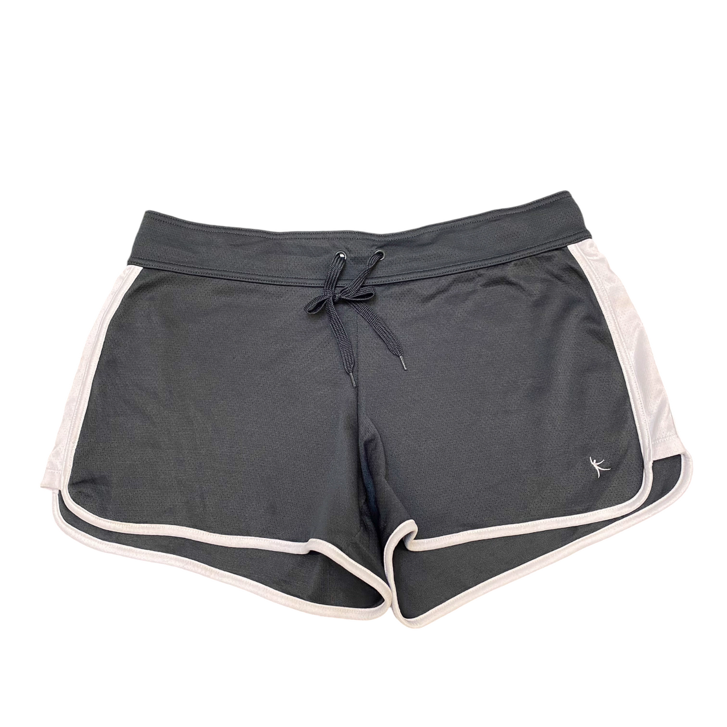 Running Sprinter Shorts Womens Large Black Drawstring Waist Athletic Dolphin Hem