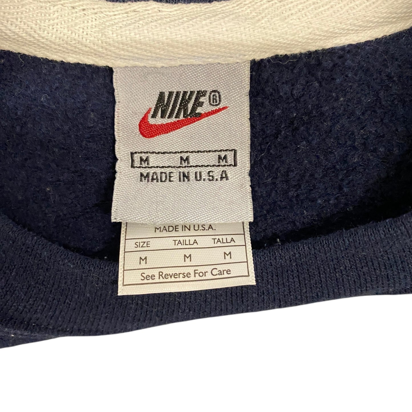 Nike Reworked Sweatshirt Mens M Grey Navy Embroidered Spellout Logo Vintage Y2K