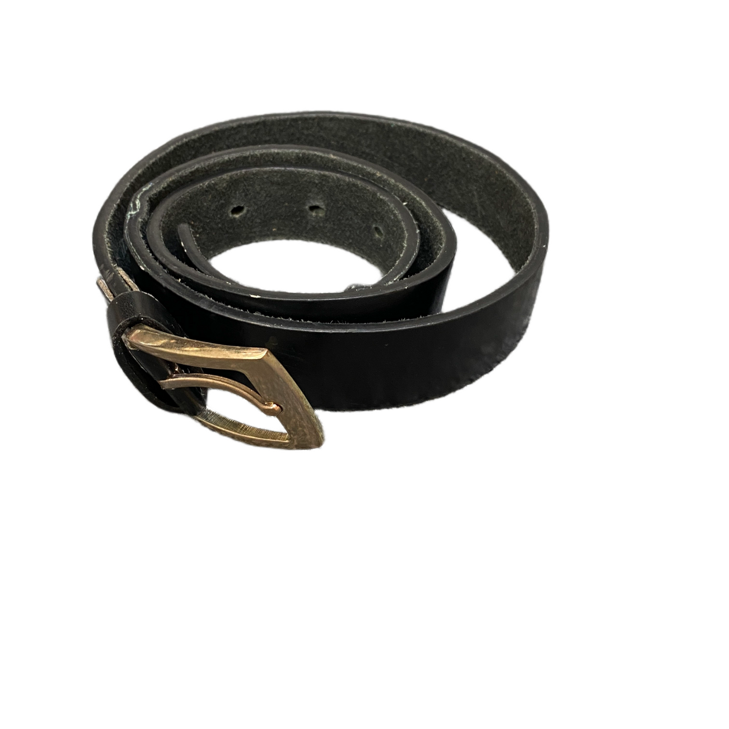 Mens Waist Belt Black Leather Adjustable Silver Pin Buckle 39.5 inches