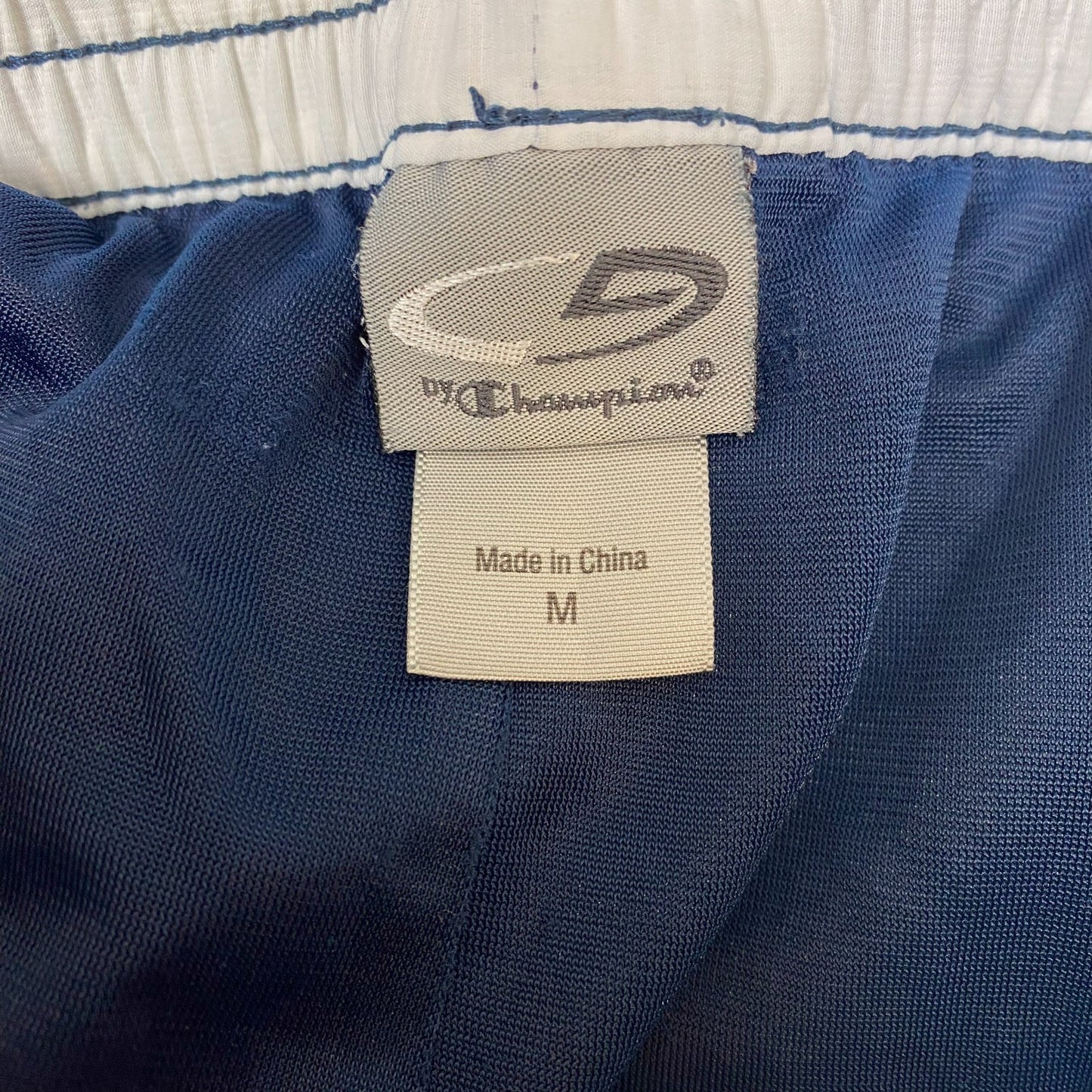 Champion Sprinter Shorts Womens M Blue White Running Elastic Waist Drawstring