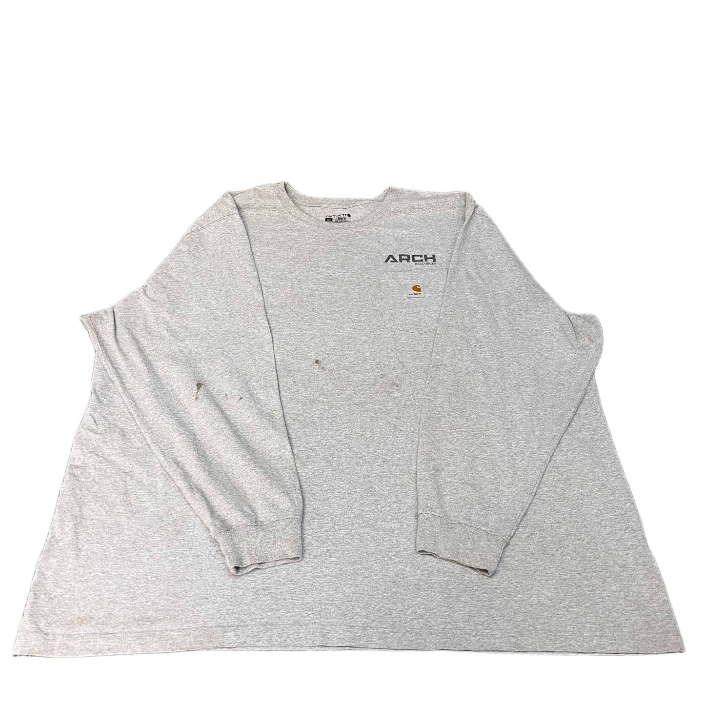 Carhartt Pocket T-Shirt Mens 4XL Grey Arch Resources Graphic Print Long Sleeve