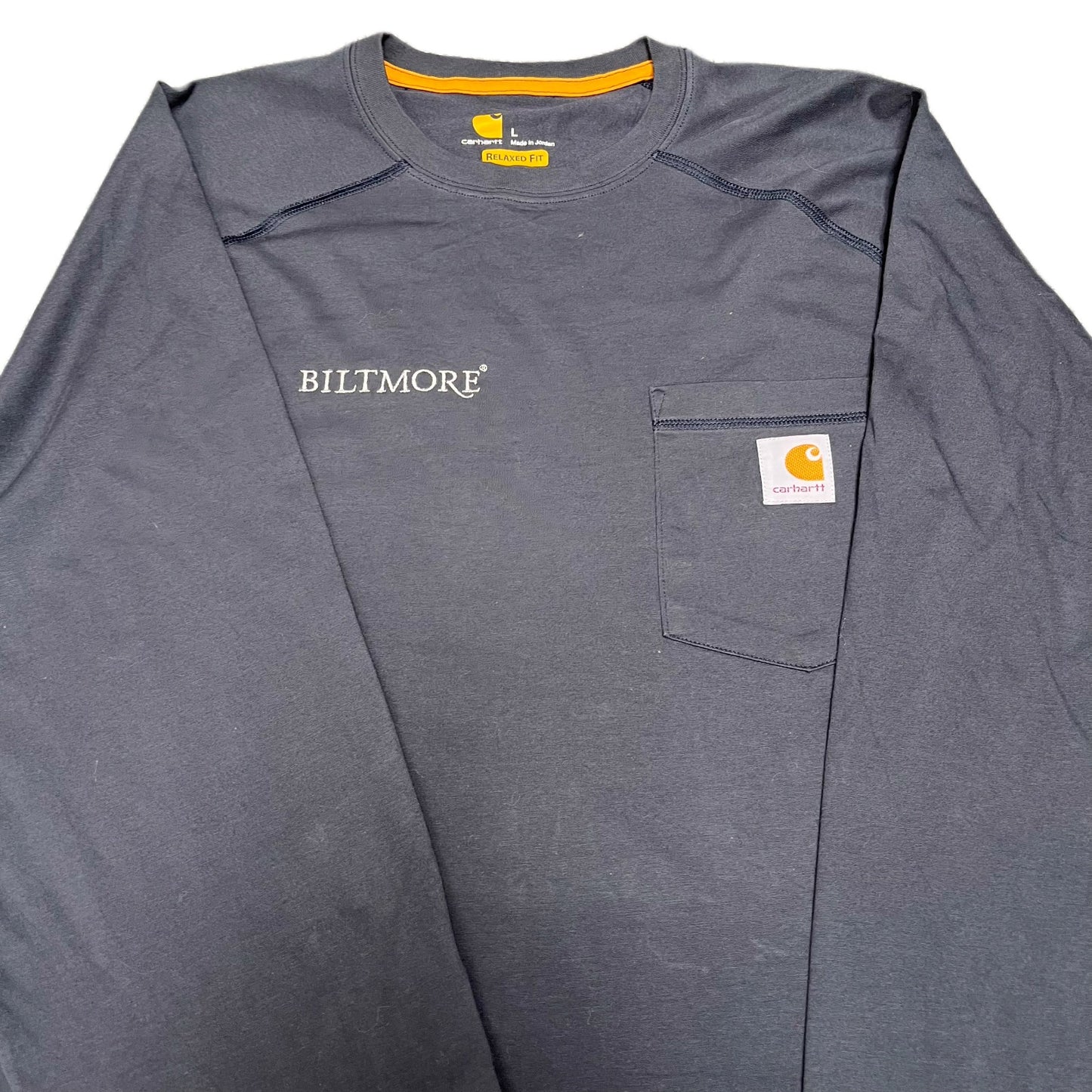 Carhartt Biltmore Pocket T-Shirt Mens Large Grey Relaxed Fit Long Sleeve Tee