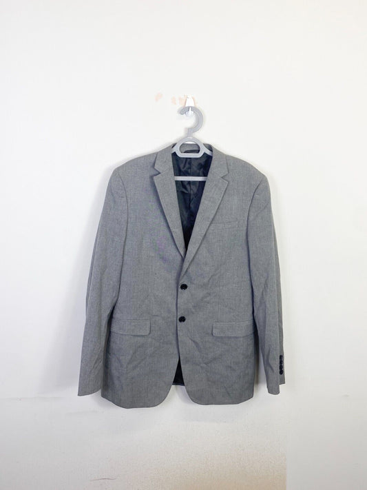 Burton Menswear Blazer Jacket Mens 38L Grey Tailored Notch Lapel Jetted Pockets