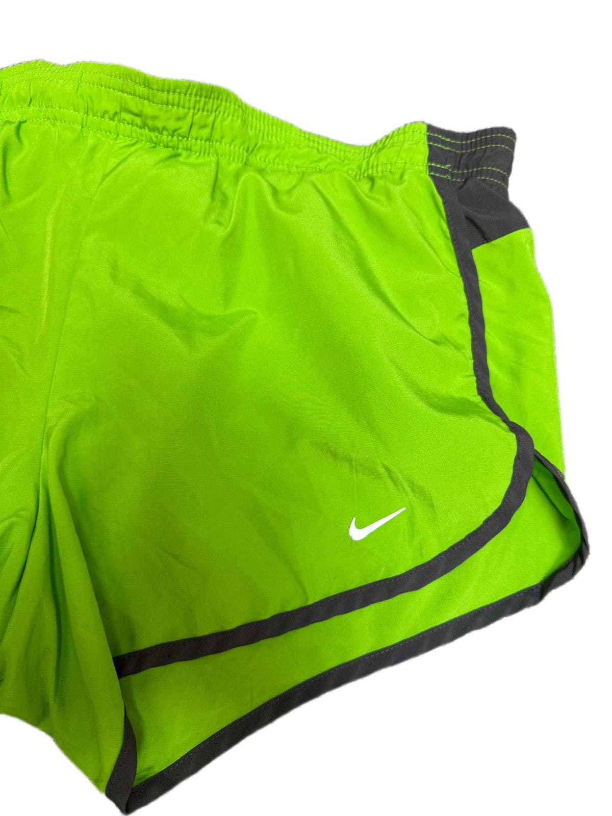 Nike Dri-FIT Running Shorts Fits as Womens XL 33" Waist Green Black Dolphin Hem
