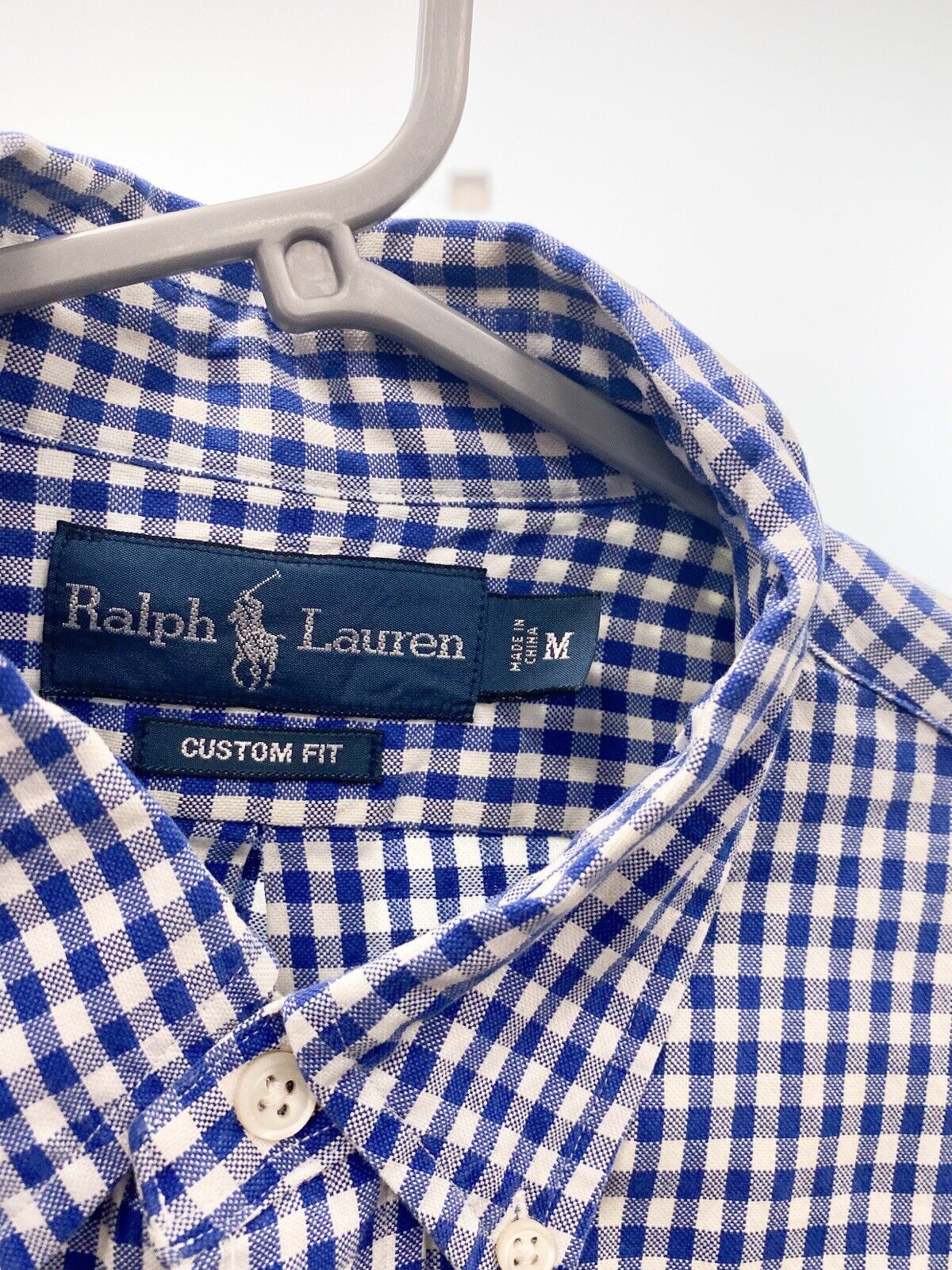 Ralph Lauren Shirt Mens M Blue Check Long Sleeve Pony