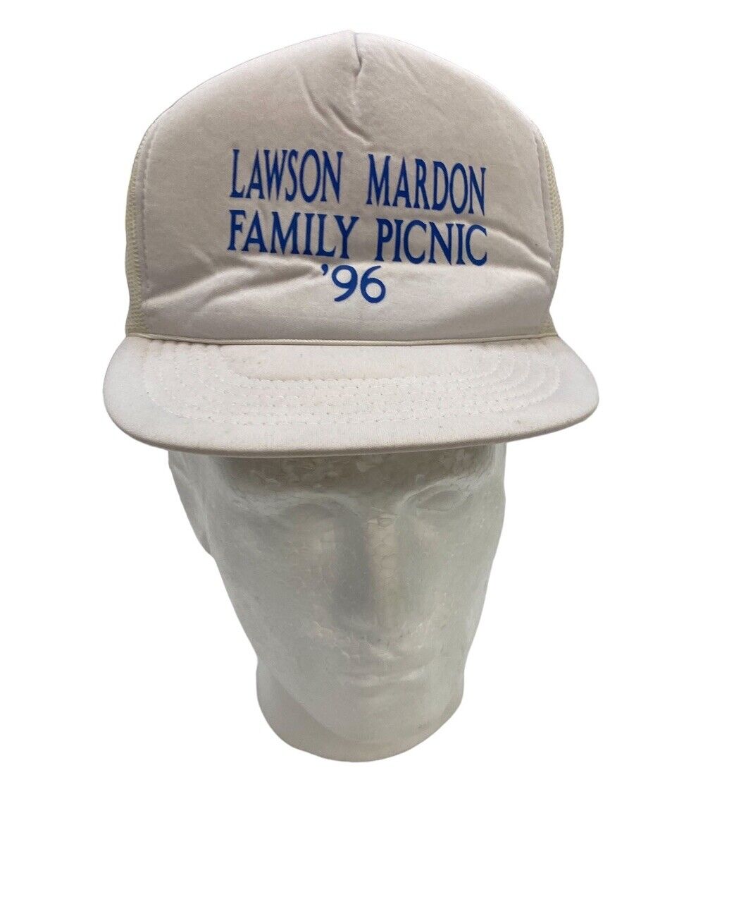 Lawson Mardon Baseball Cap White Adjustable Hat Embroidered Logo