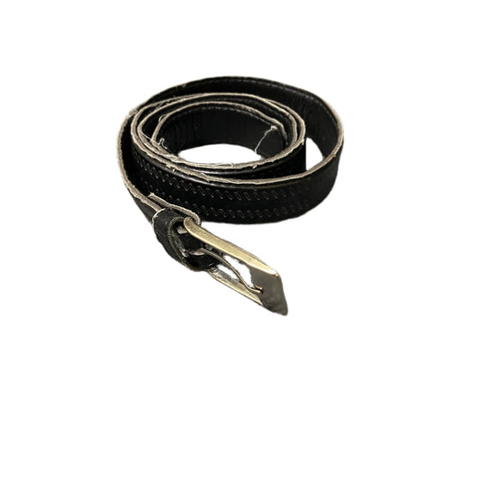 Vintage Waist Belt Mens Black Leather Adjustable Silver Pin Buckle 37 Inches
