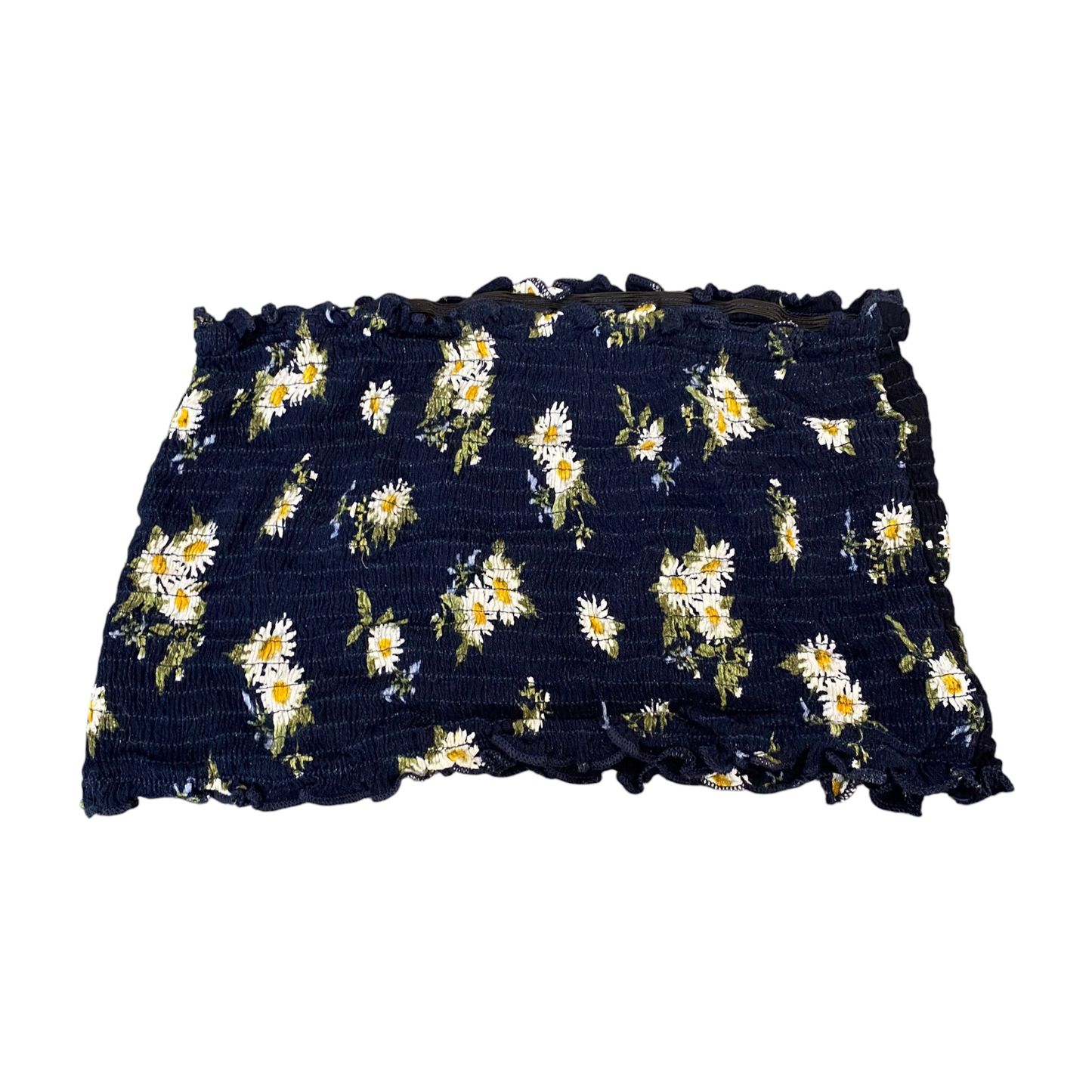 Shein Bandeau Top Womens M Blue Floral Smocked Strapless Casual Outdoor