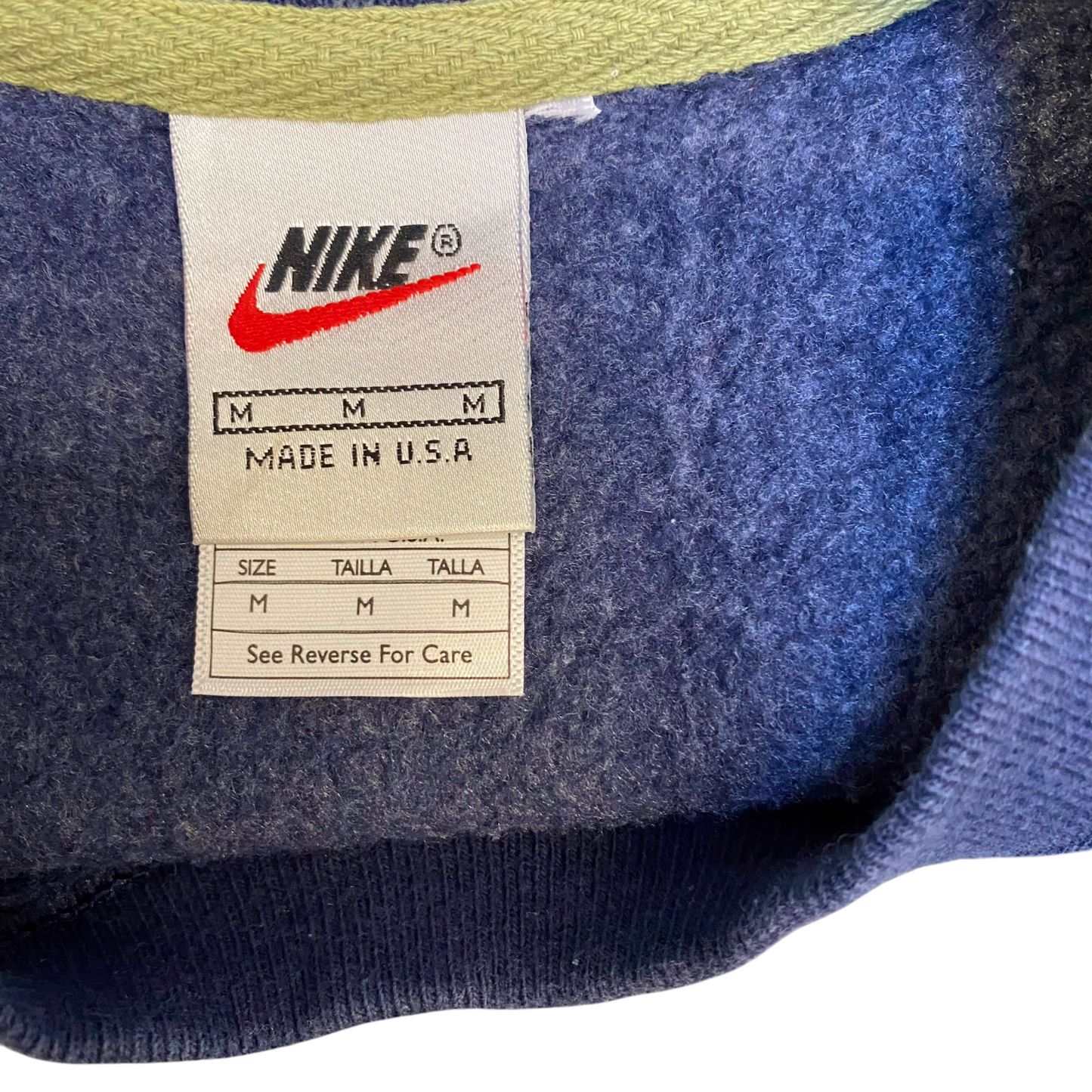 Nike Reworked Sweatshirt Mens M Navy Green Embroidered Spellout Logo Vintage Y2K