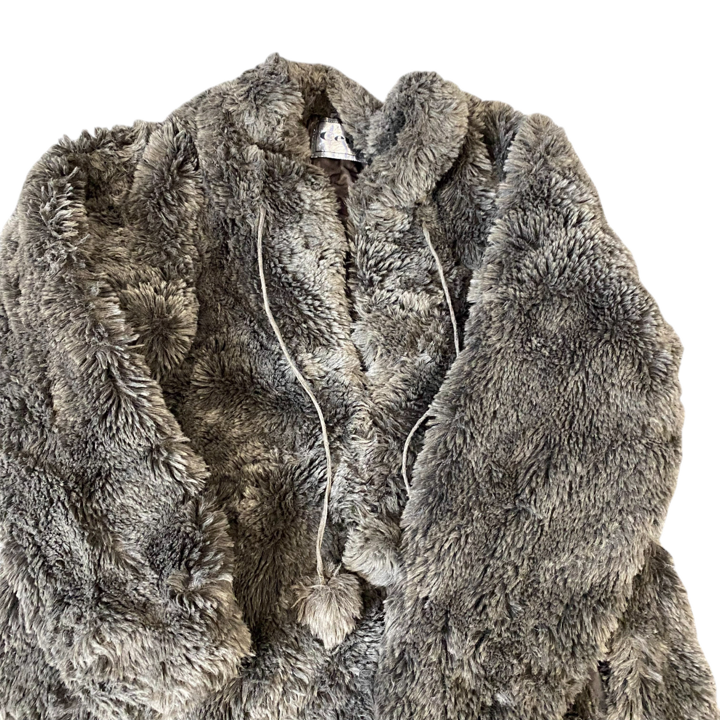 Cewo Faux Fur Jacket Womens M Grey Lined Plush Winter Long Sleeve Open Front