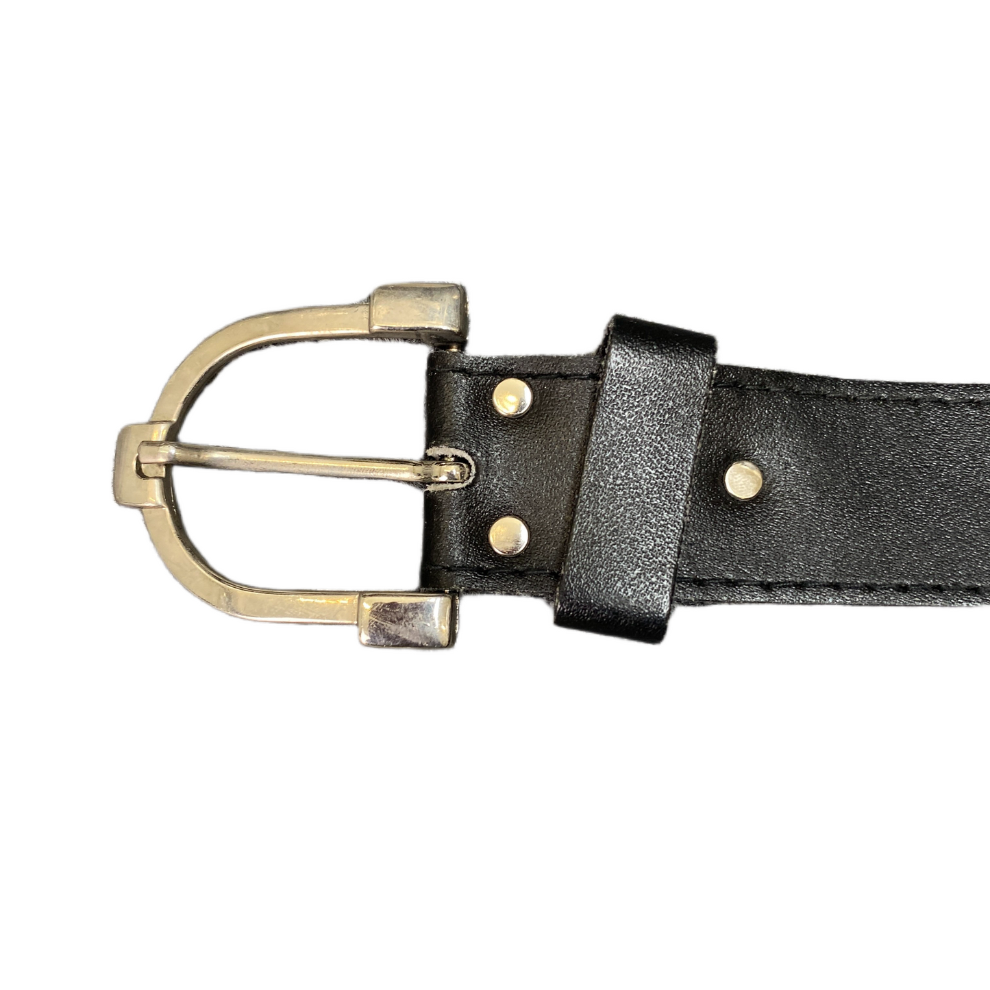 Waist Belt Mens Black Leather Adjustable Silver Pin D-Shape Buckle 45.5 inches