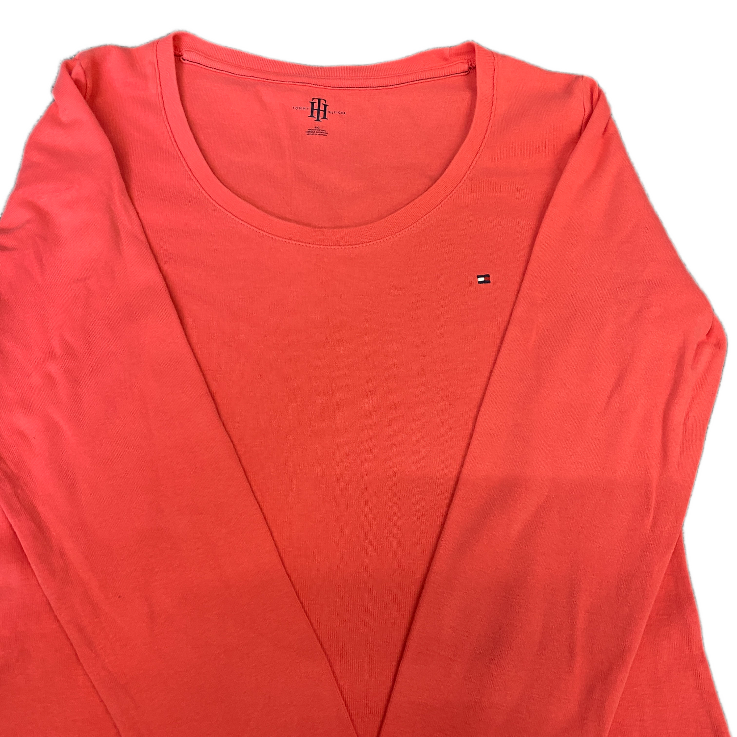 Tommy Hilfiger T-Shirt Womens Medium Peach Casual Long Sleeve Round Neck Tee