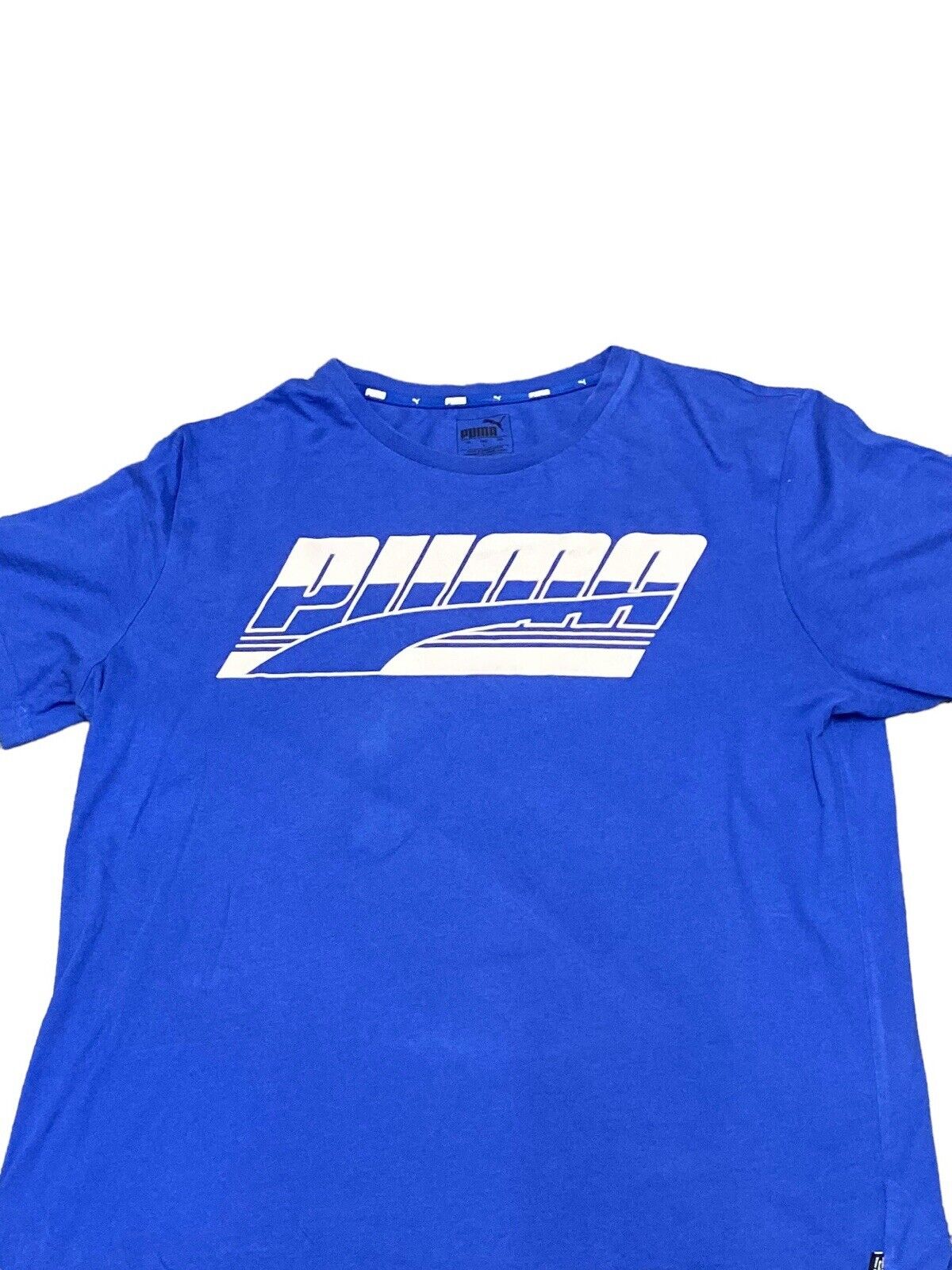 Puma T-Shirt Blue Mens L Front Logo