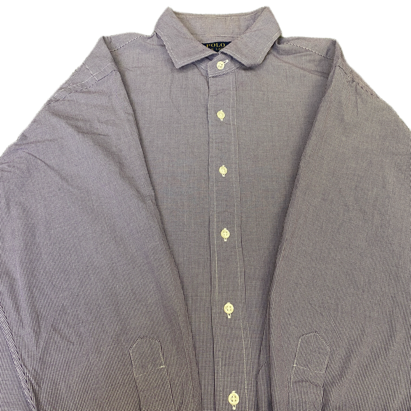 Polo Ralph Lauren Dress Shirt Mens 17 Grey Custom Fit Long Sleeve Button Up