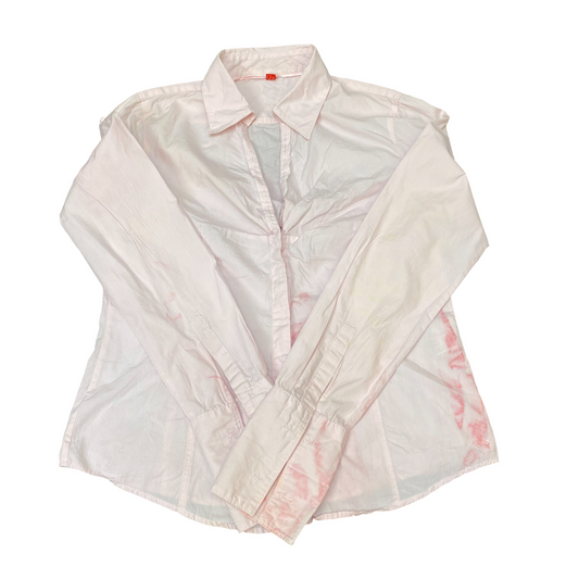 Spirit Shirt Top Womens M Pink Solid Long Sleeve Collared Button Down Outdoor