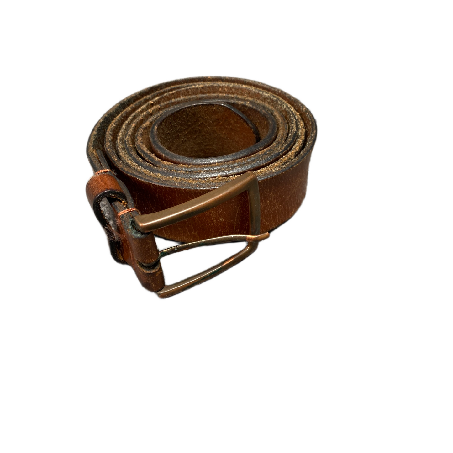 C&A Waist Belt Mens XXL Black Leather Adjustable Bronze Buckle 50.5 inches