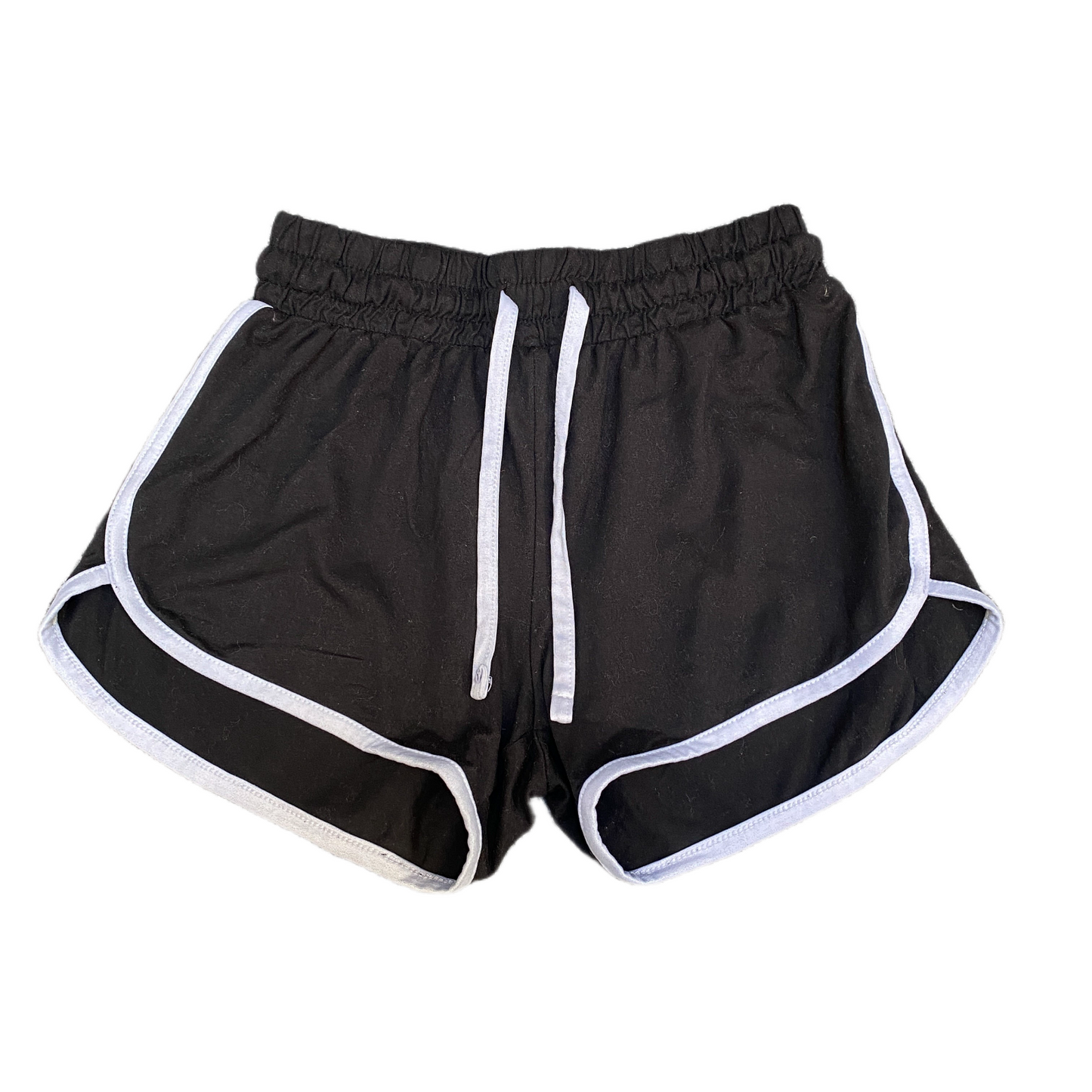 Running Sprinter Shorts Women S 22" Waist Black Athletic Gym Workout Dolphin Hem
