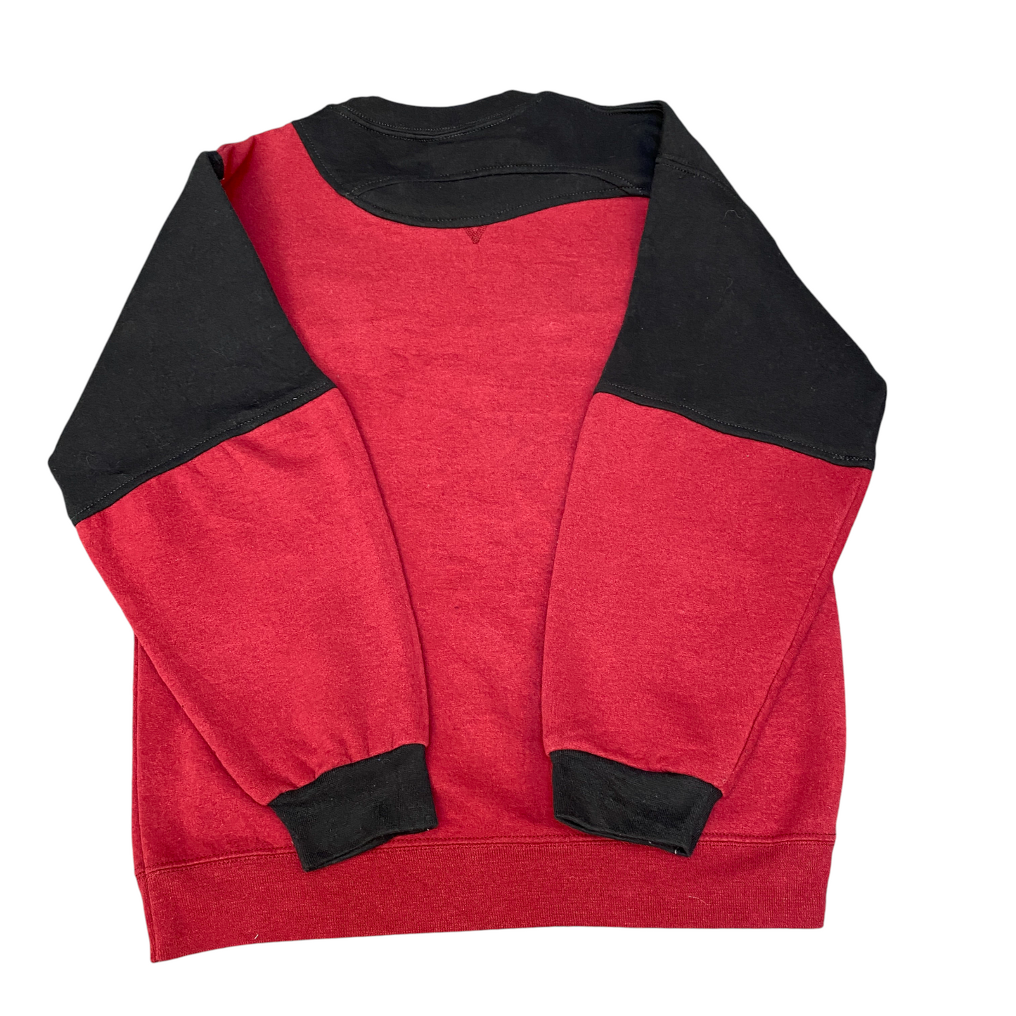 Nike Reworked Sweatshirt Mens S Red Black Embroidered Spellout Logo Vintage Y2K