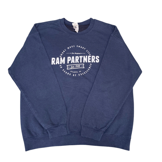 Gildan Sweatshirt Mens Large Blue Ram Partners Graphic Crew Neck Long Sleeve