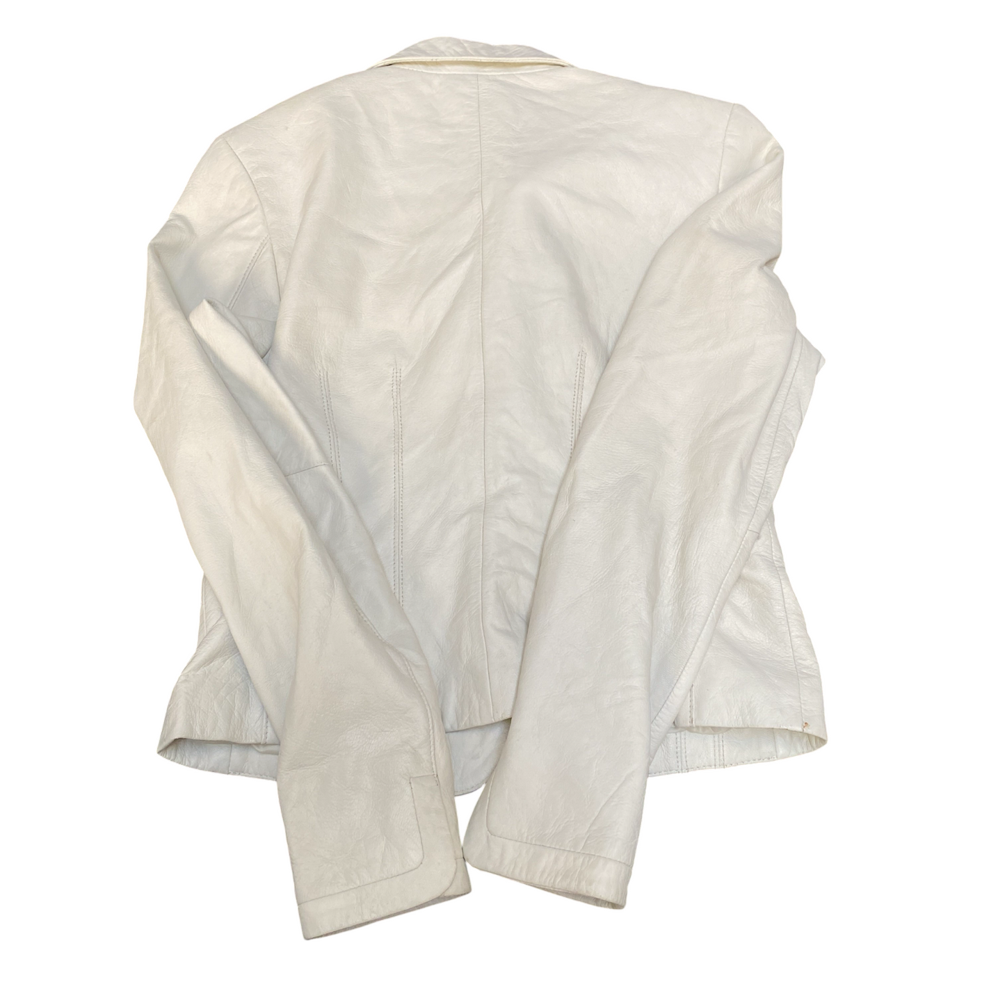 Arma Genuine Leather Blazer Jacket Womens M White Notch Lapel Single Breasted